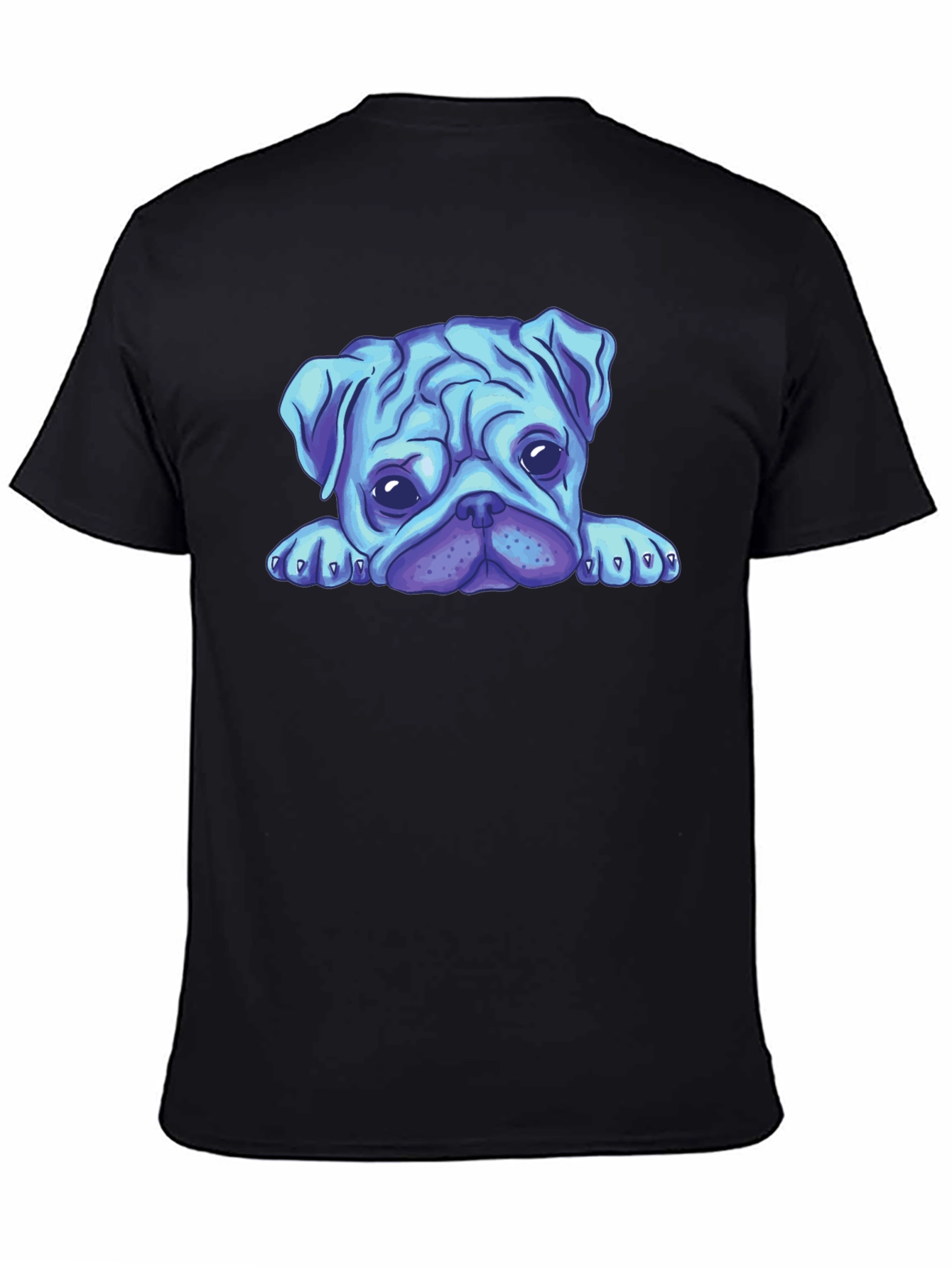 Blue Pug Graphic Tee - Mens Black T-Shirt