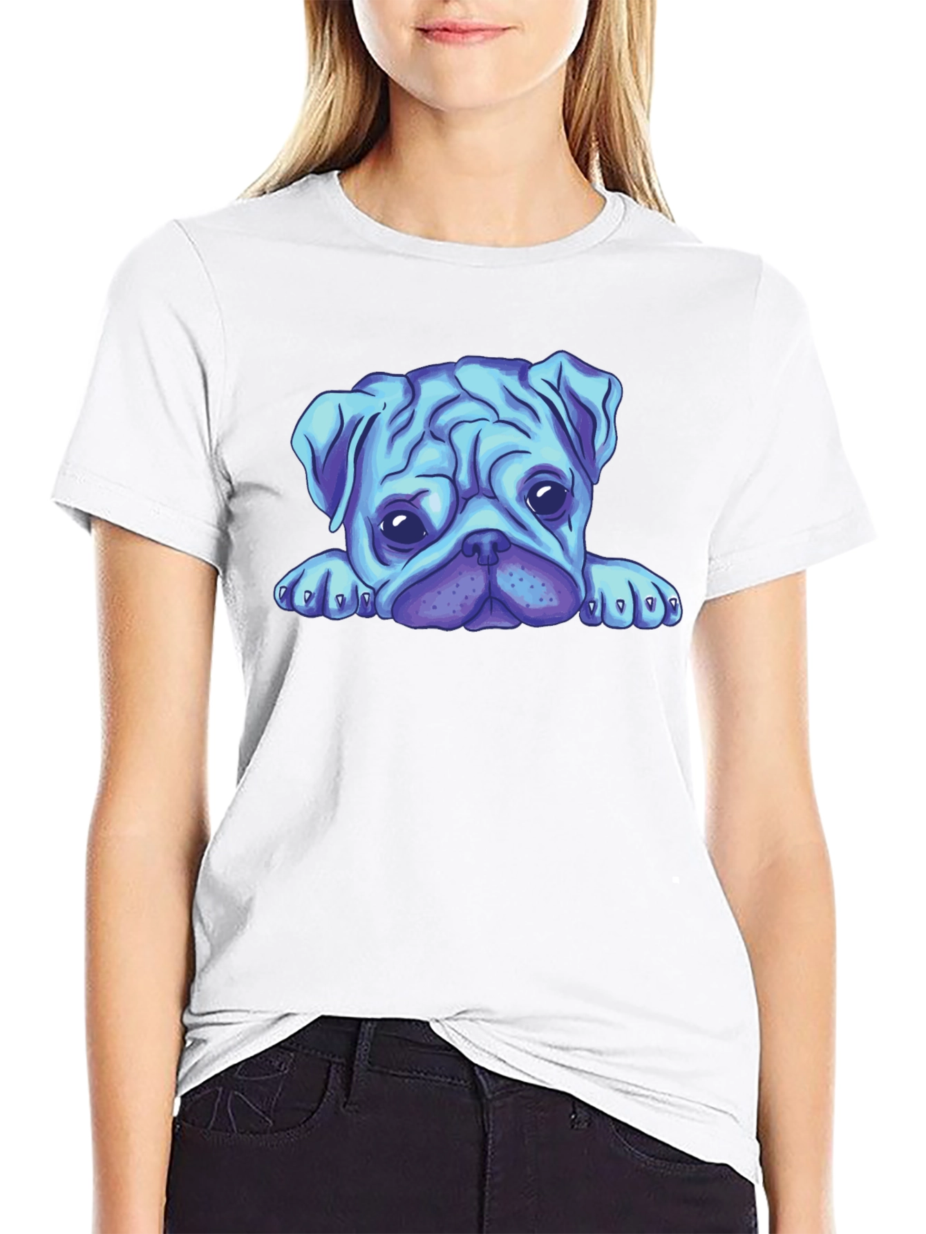 Blue Pug Graphic Tee - Mens Black T-Shirt