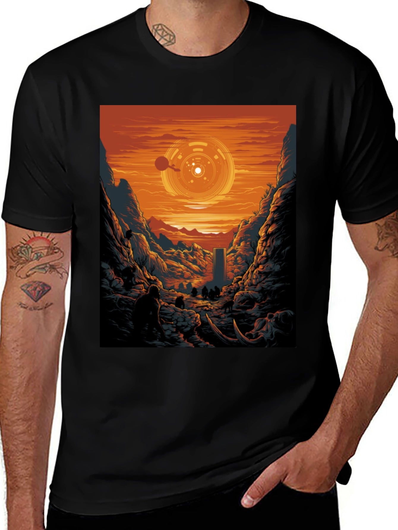 Sci-Fi Landscape Graphic Tee - Black