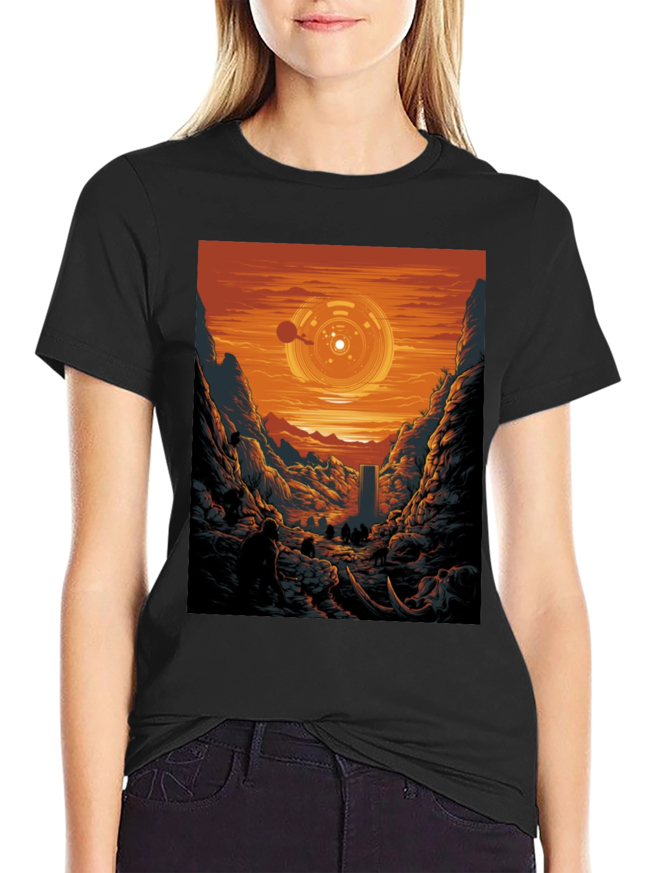 Sci-Fi Landscape Graphic Tee - Black