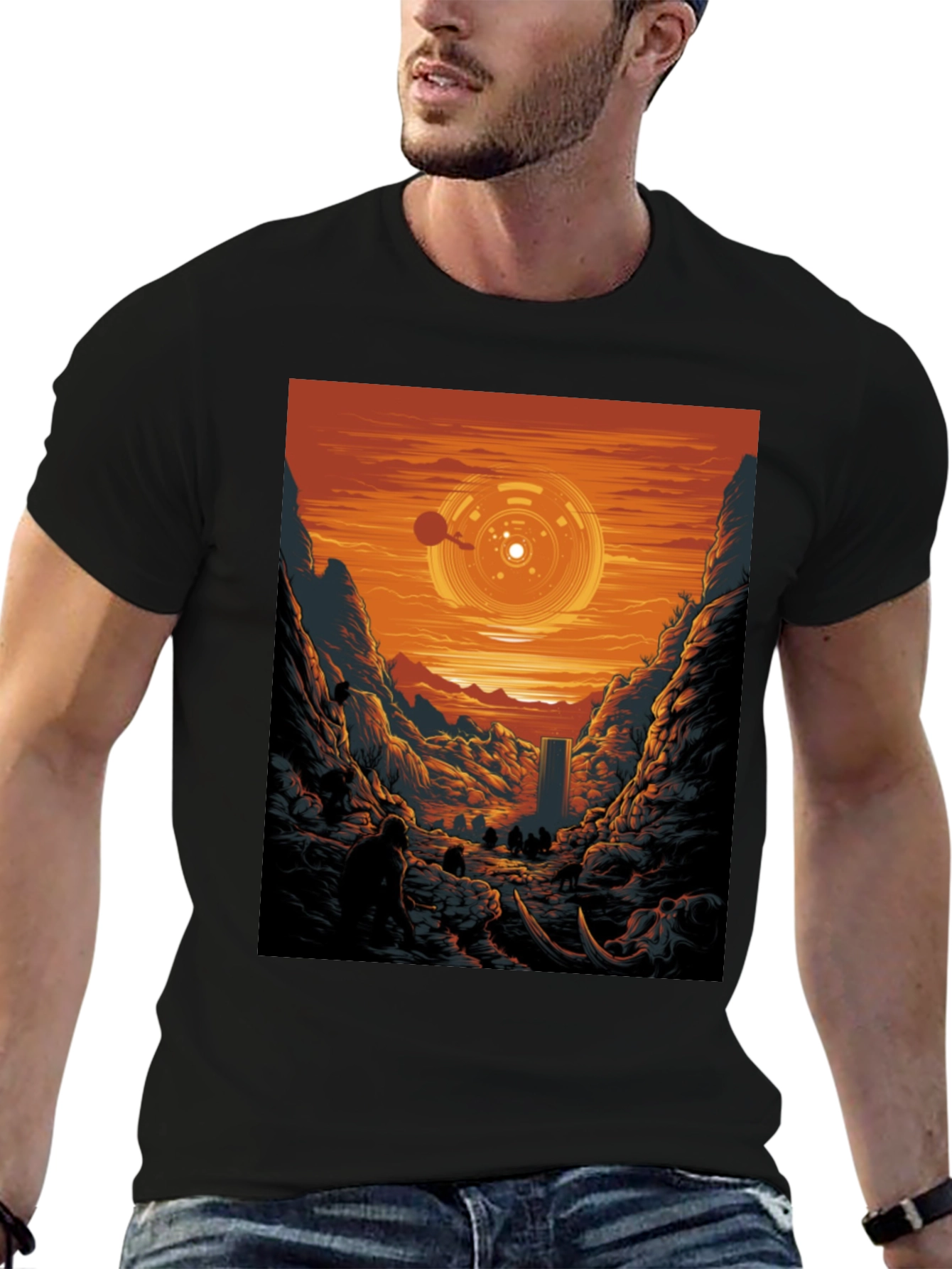 Sci-Fi Landscape Graphic Tee - Black
