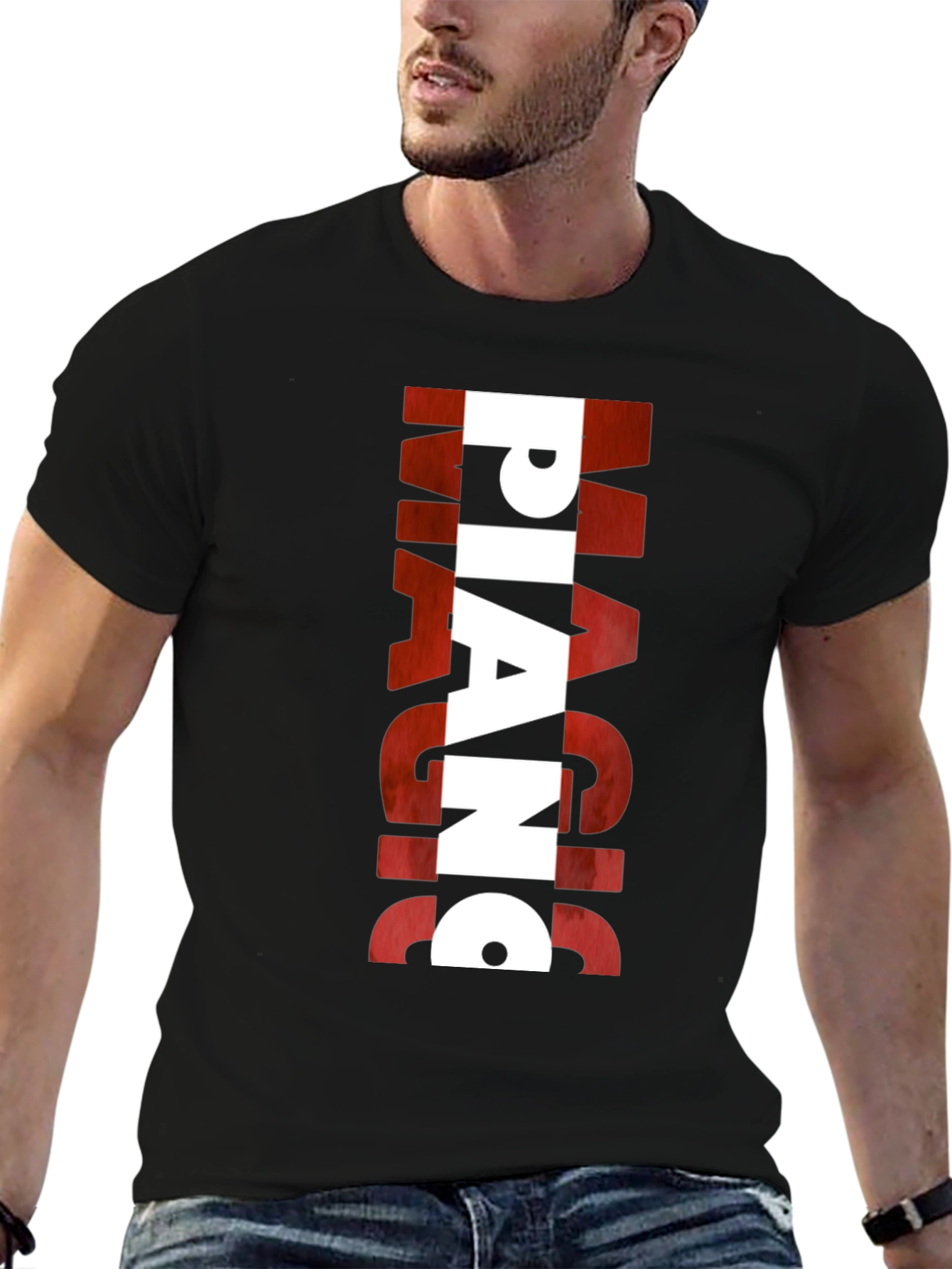 Magic Piano Mens Black Graphic T-Shirt