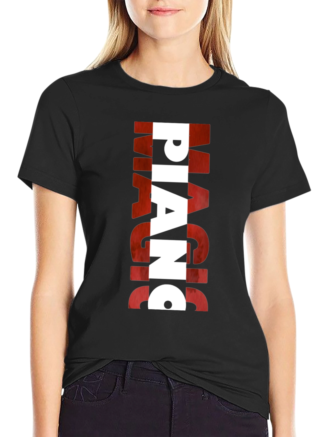 Magic Piano Mens Black Graphic T-Shirt