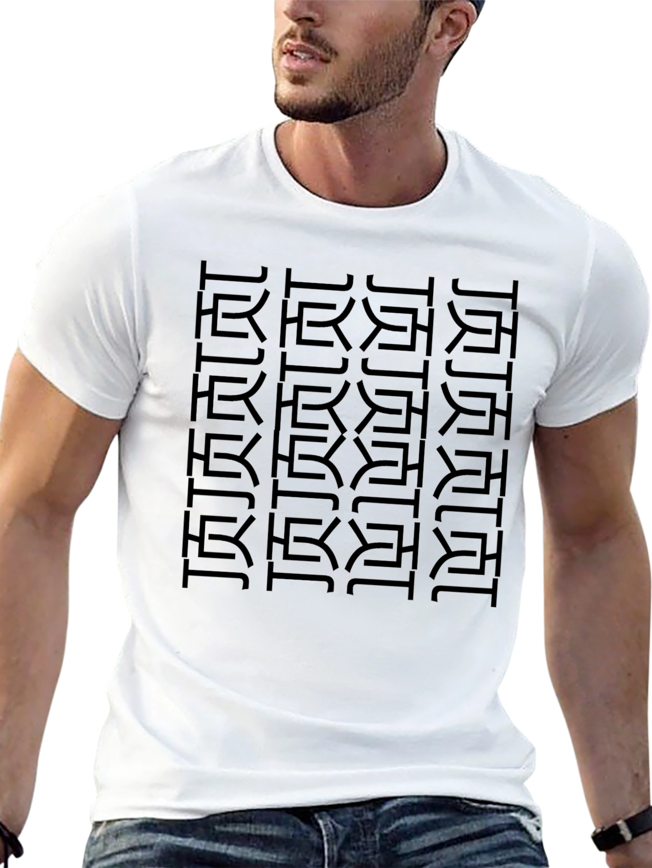 Geometric Pattern Tee - Stylish Black T-Shirt