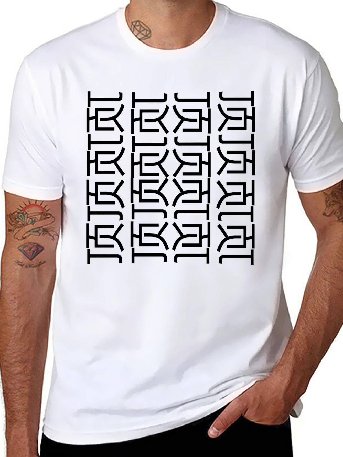 Geometric Pattern Tee - Stylish Black T-Shirt