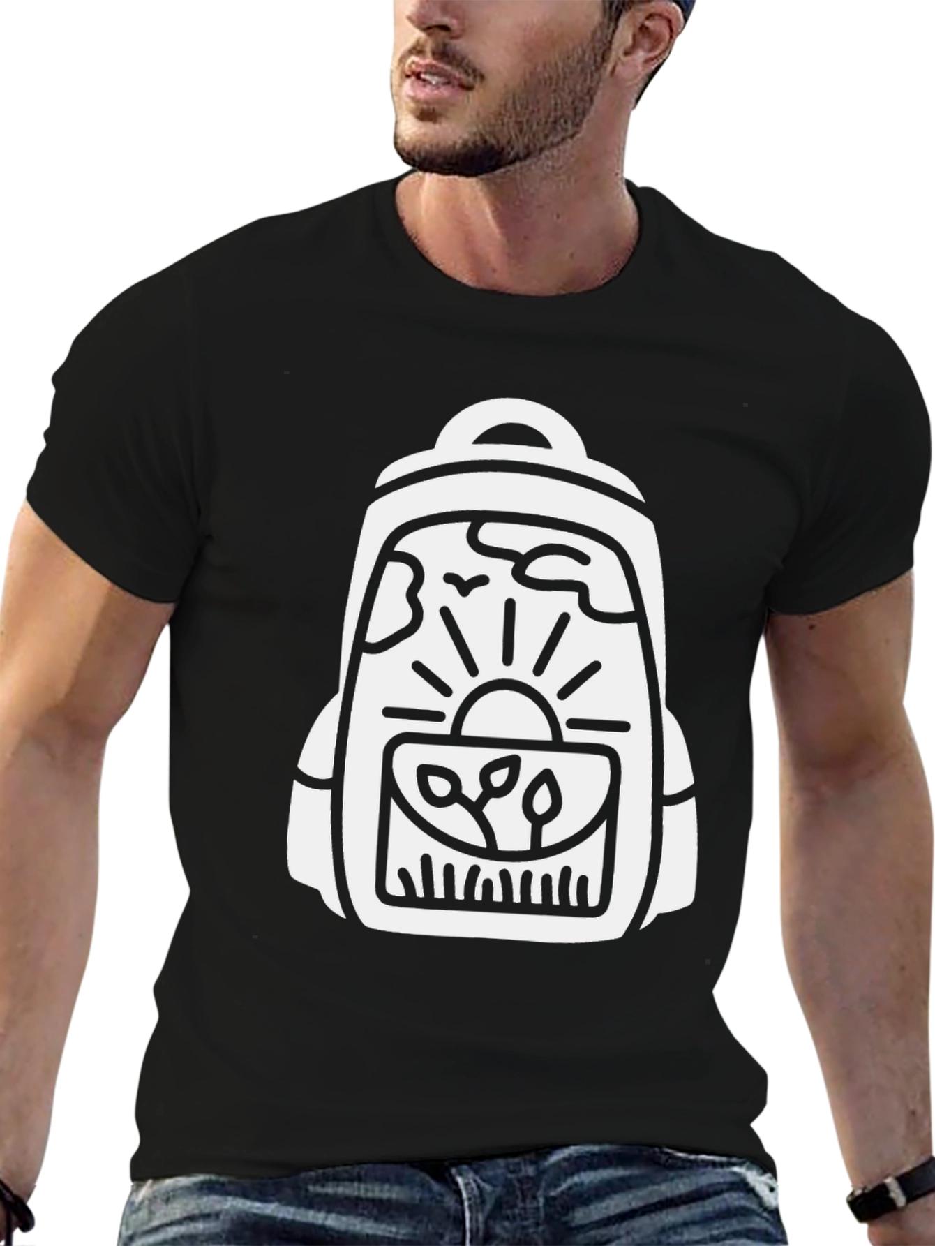 Nature Backpack Graphic Tee - Black