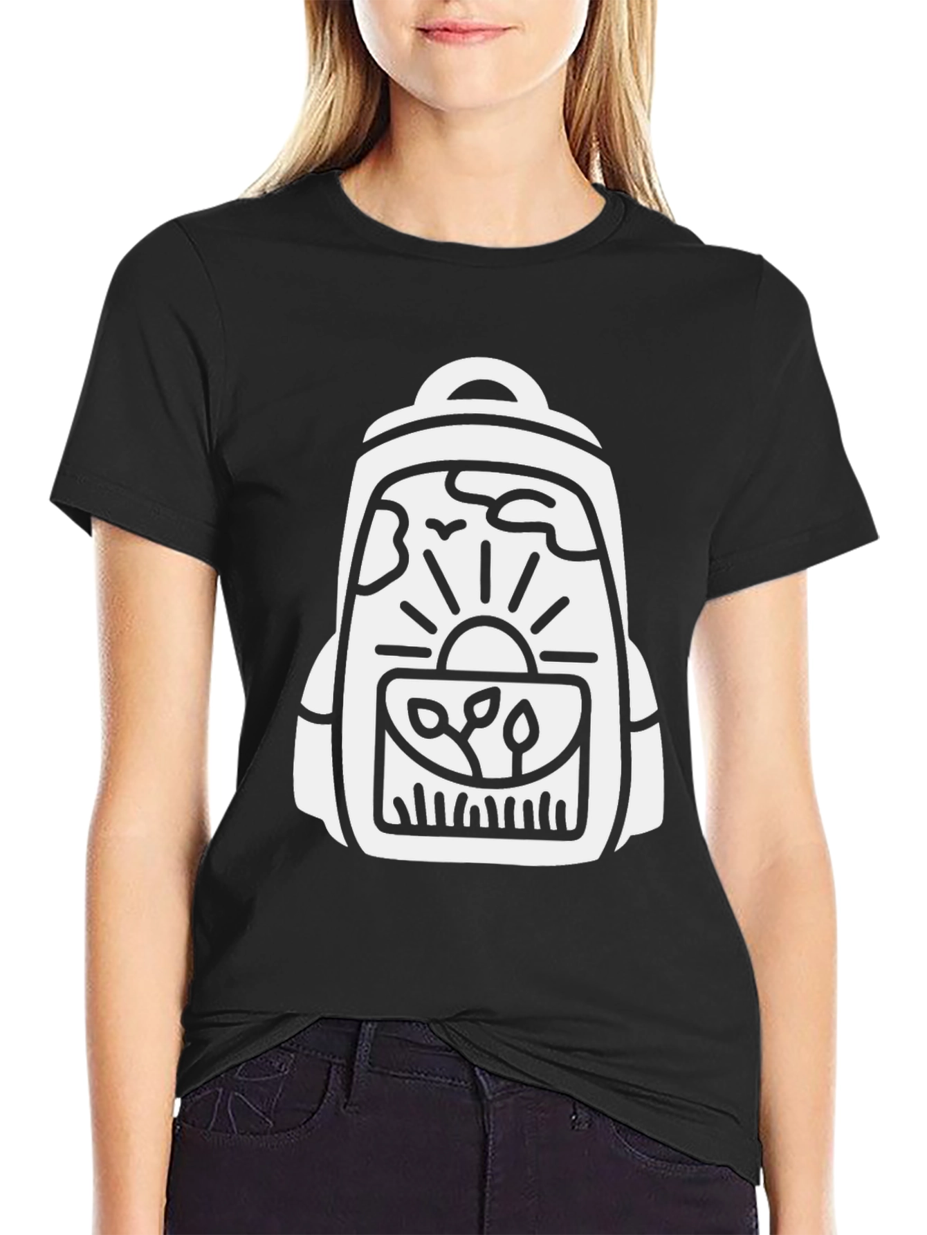 Nature Backpack Graphic Tee - Black