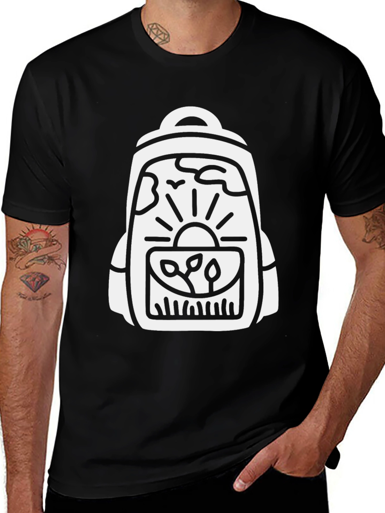 Nature Backpack Graphic Tee - Black