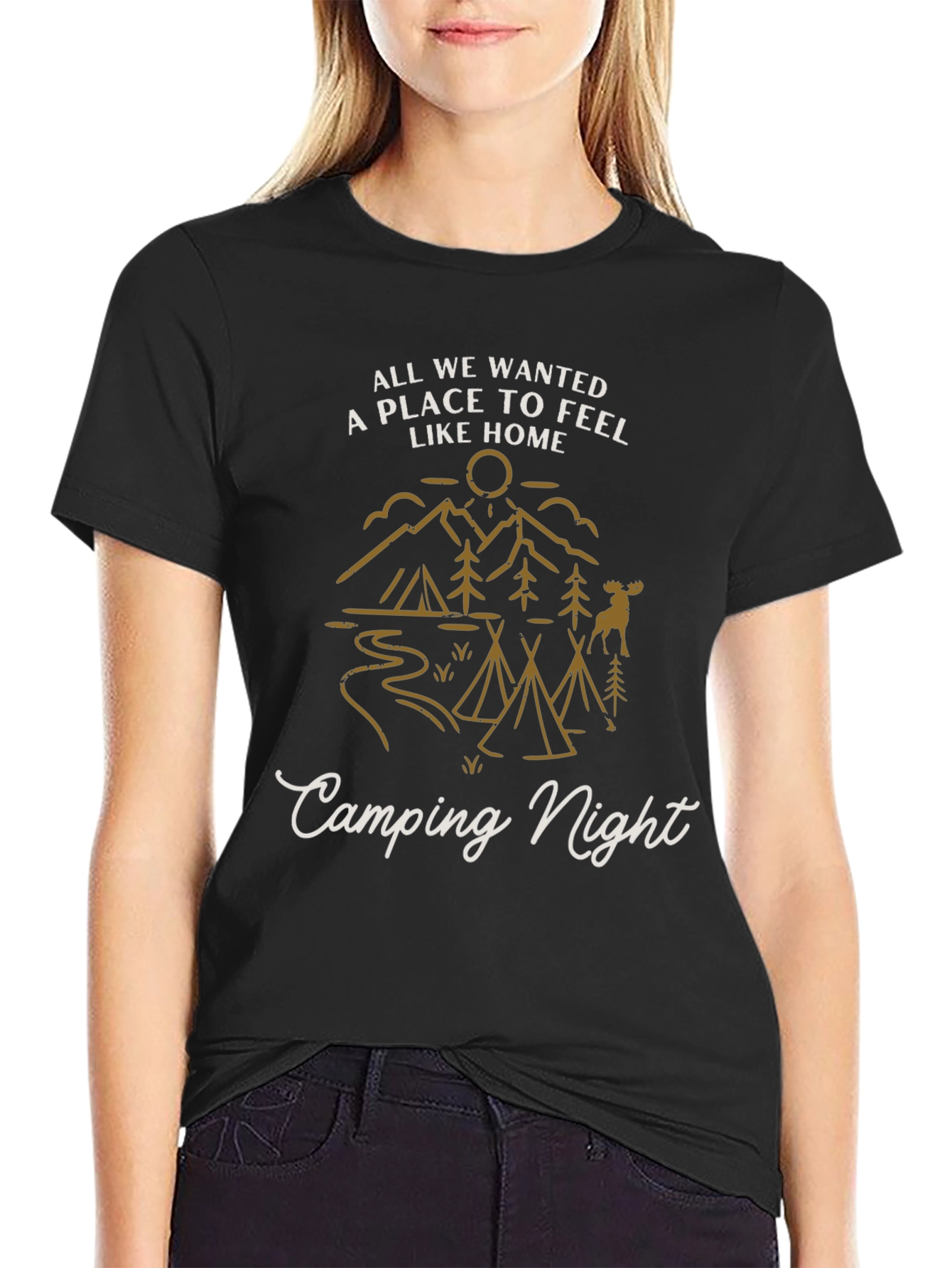 Camping Night Graphic Tee - Adventure Awaits