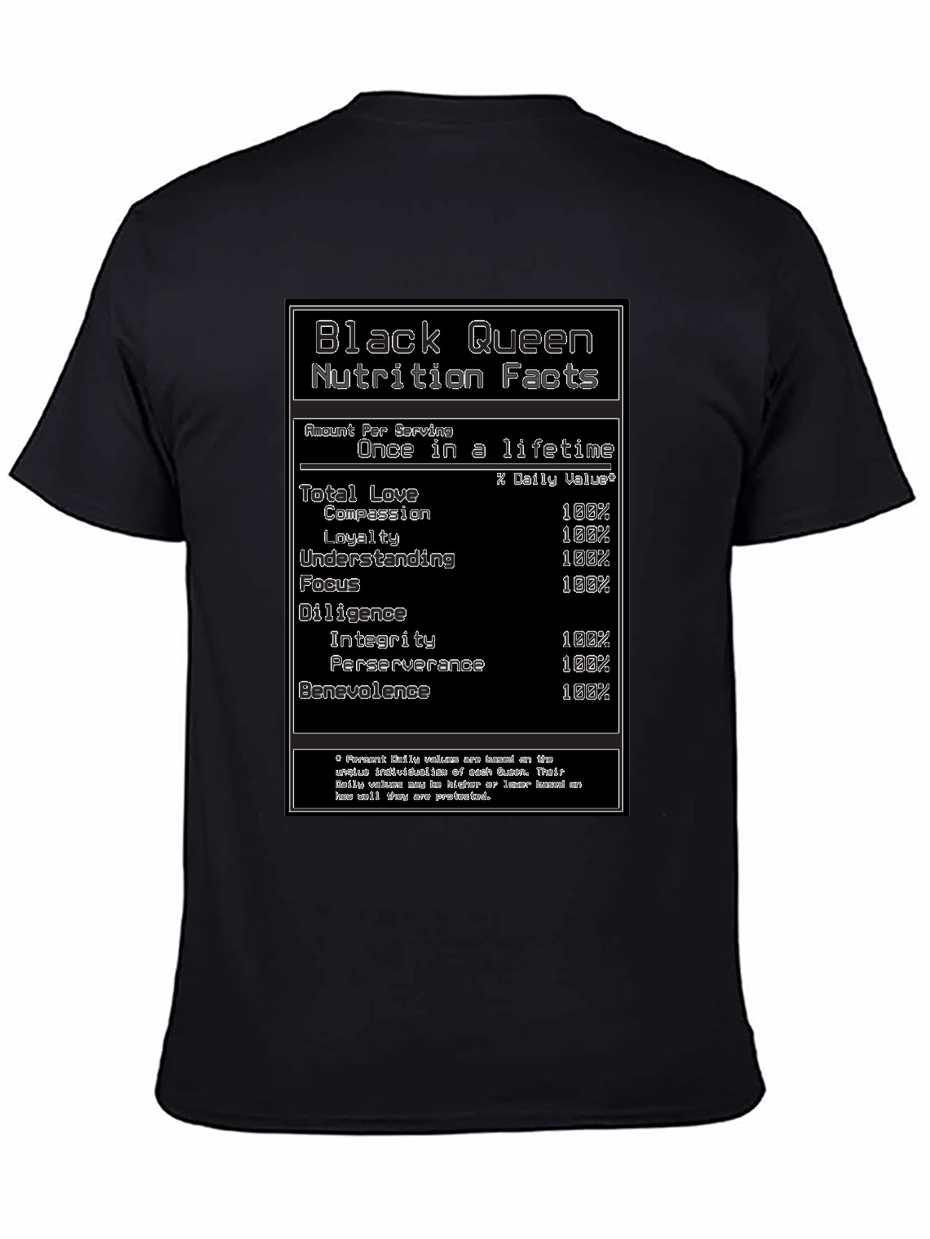 Black Queen Nutrition Facts T-Shirt