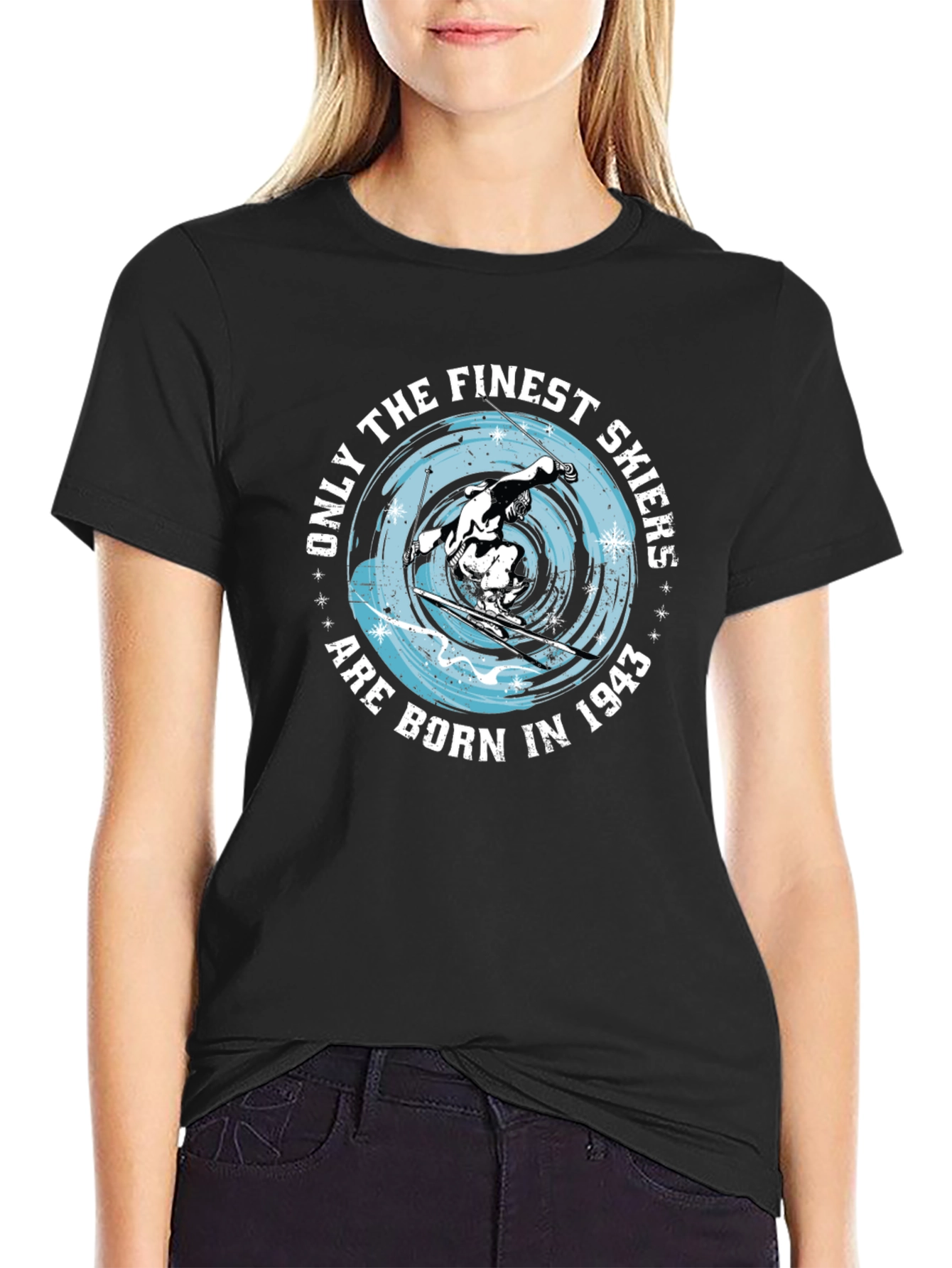 Finest Skiers Born in 1943 Black T-Shirt