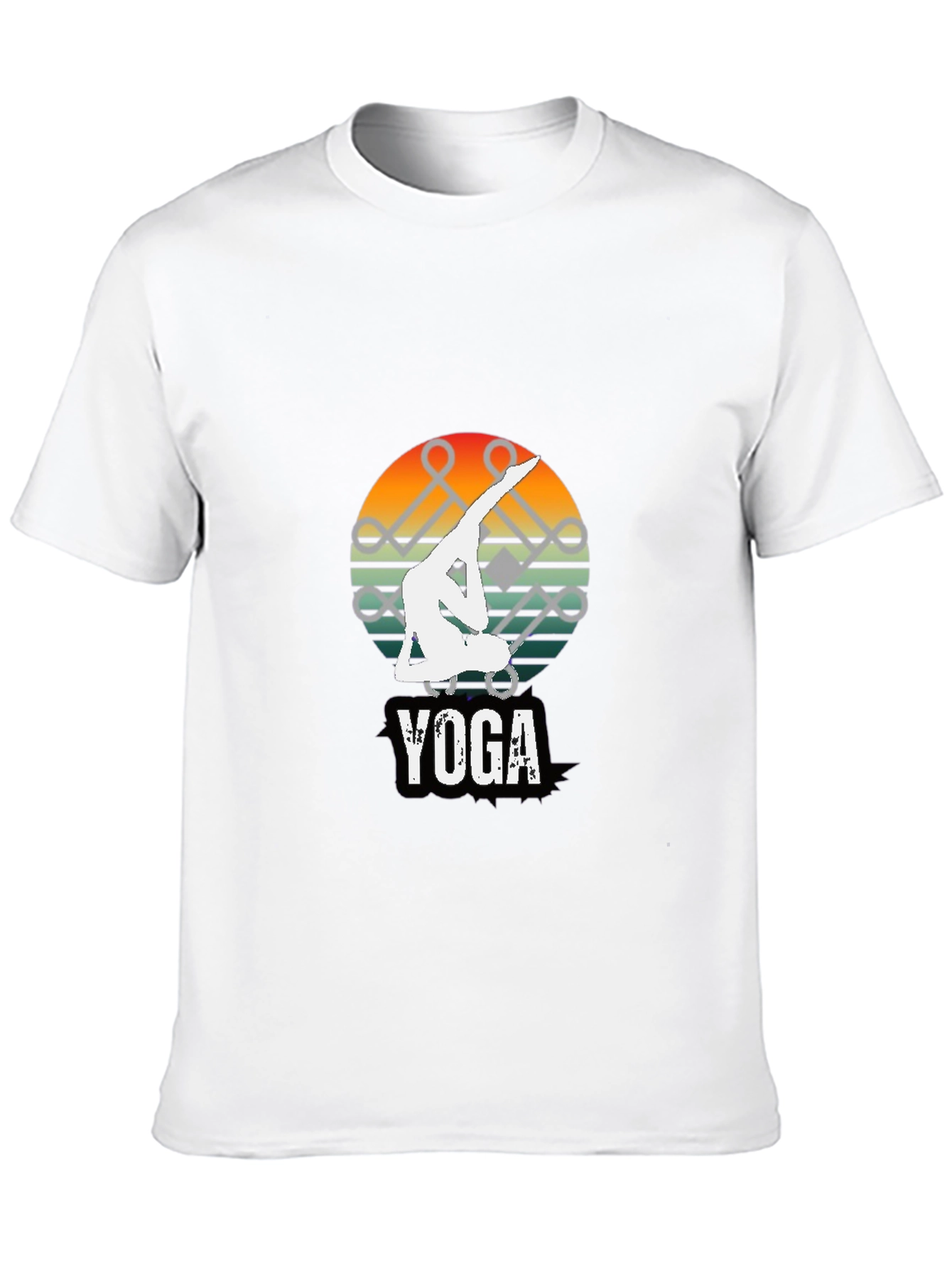 Yoga Pose Graphic Tee - Sunset Design Black Shirt