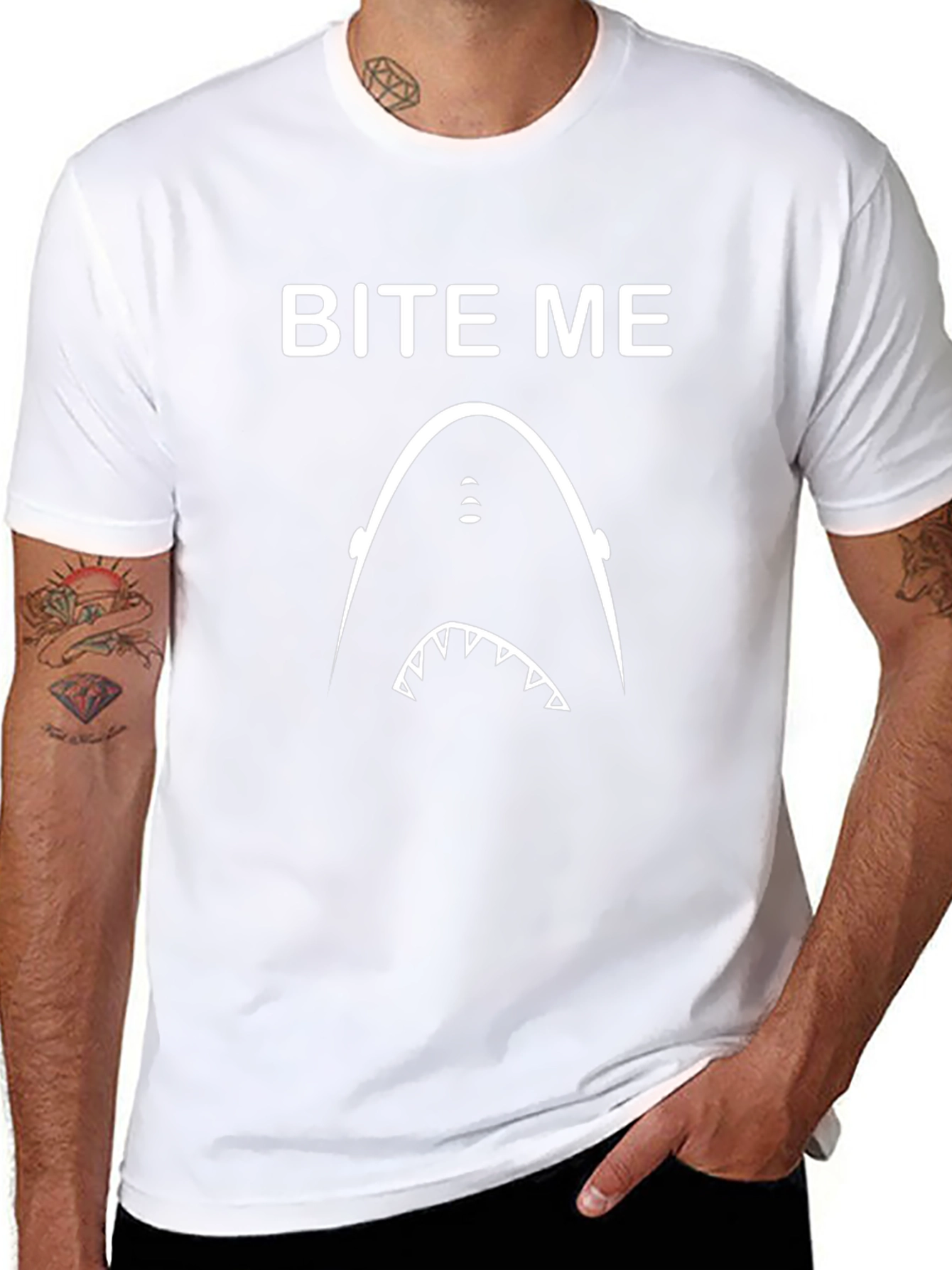 Bite Me Shark T-Shirt - Graphic Print Tee