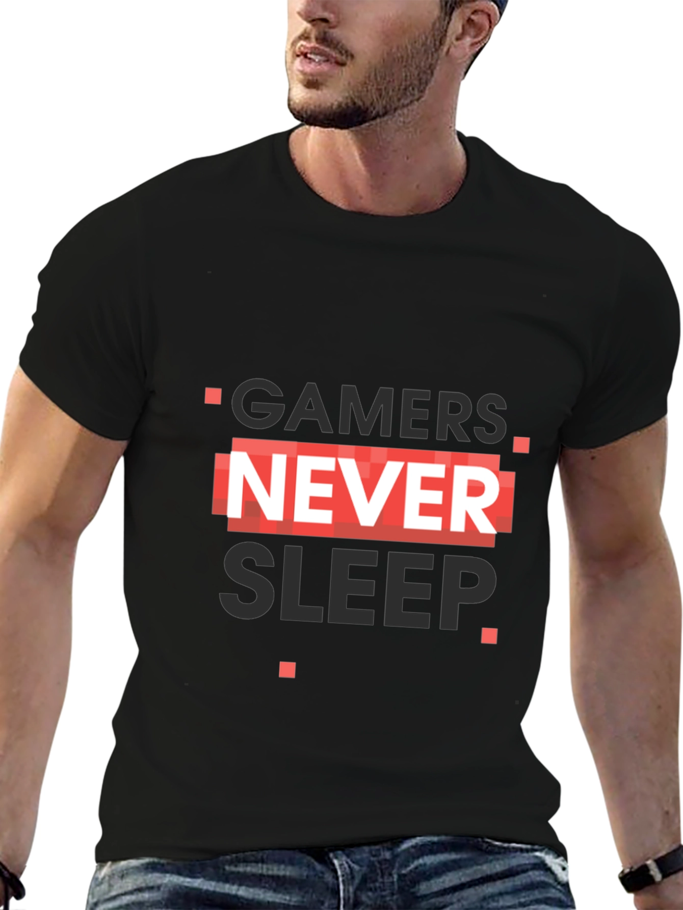 Gamers Never Sleep Black T-Shirt