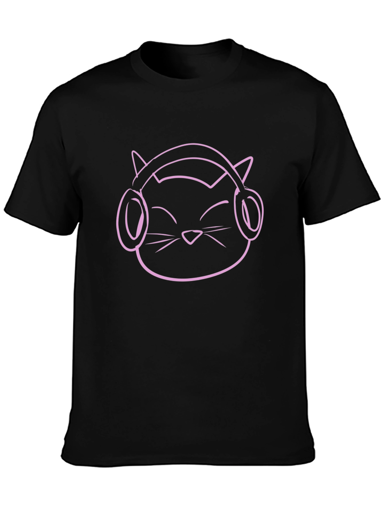 Cool Cat Headphones Graphic Tee - Black