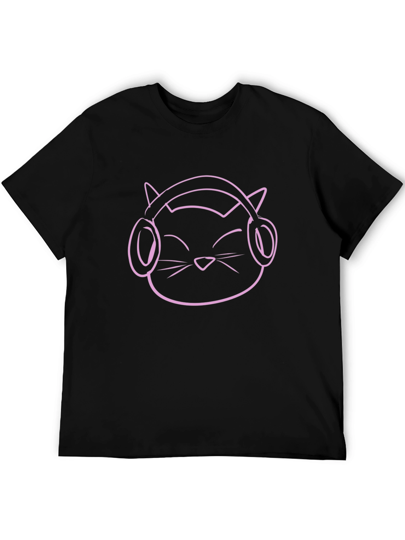 Cool Cat Headphones Graphic Tee - Black