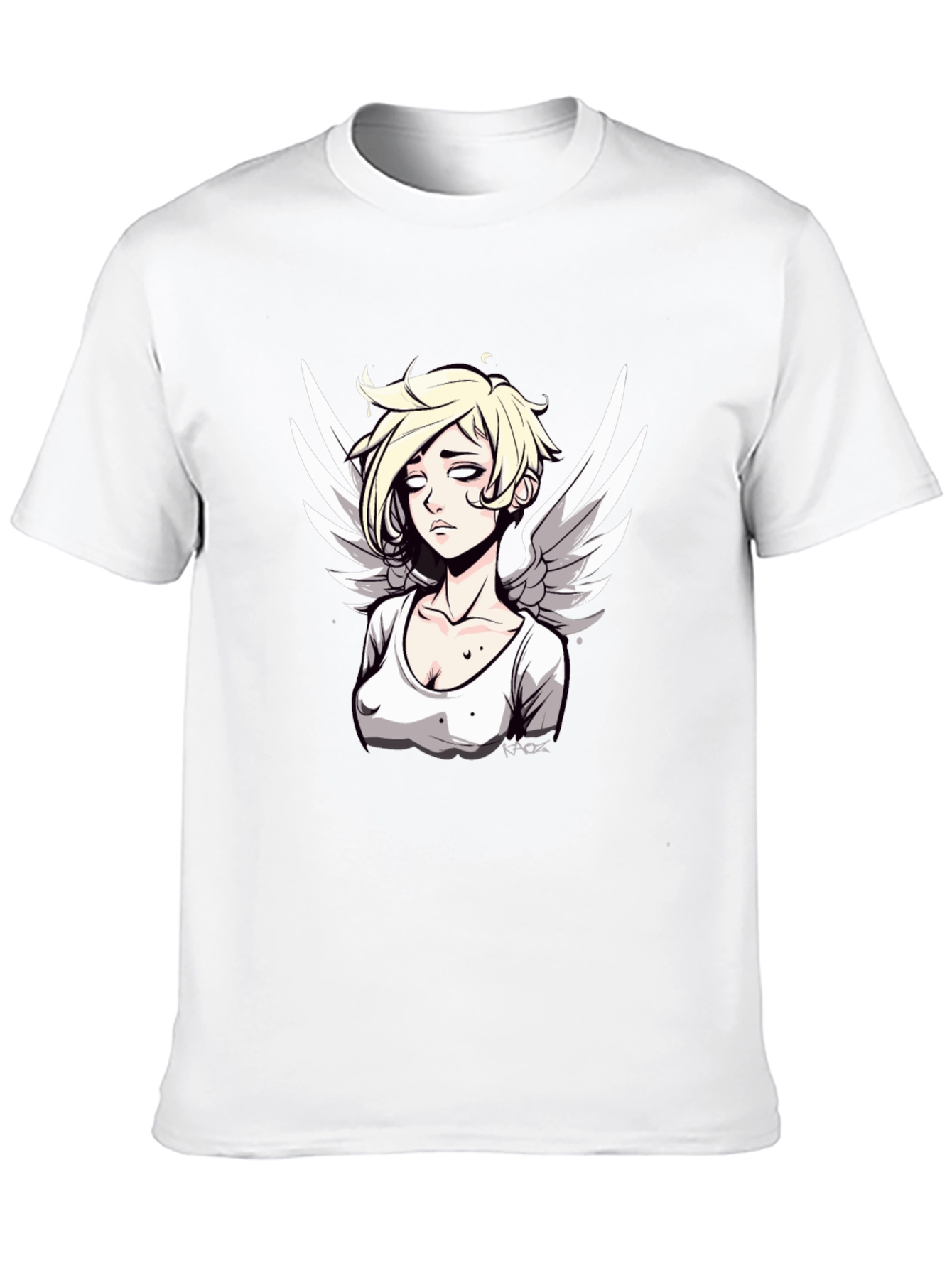 Angel Graphic Print Mens Black T-Shirt