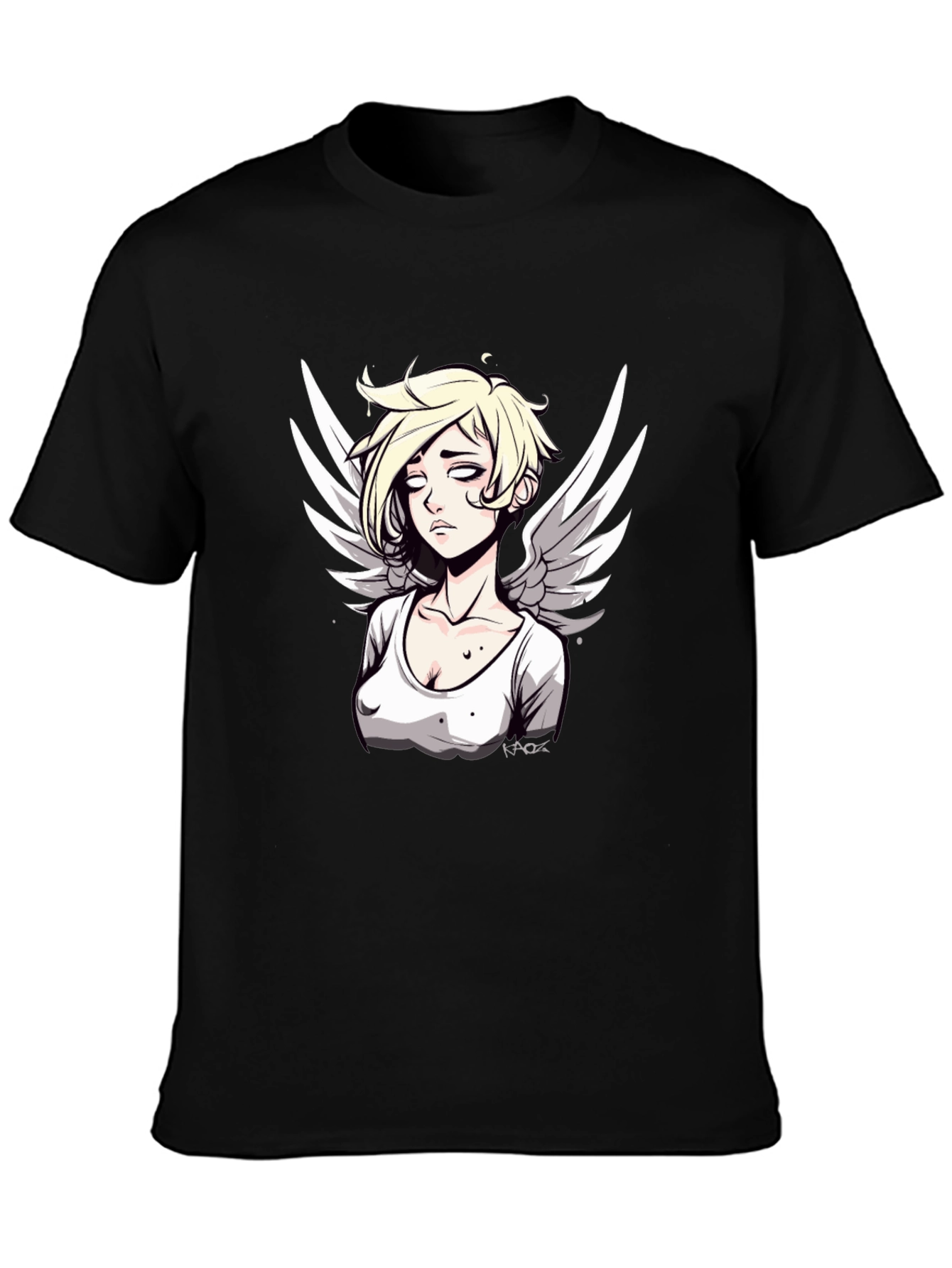 Angel Graphic Print Mens Black T-Shirt