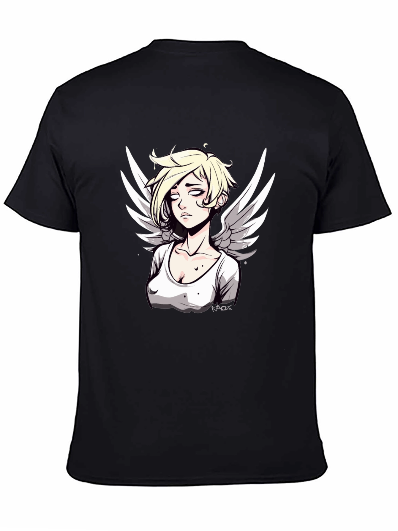 Angel Graphic Print Mens Black T-Shirt