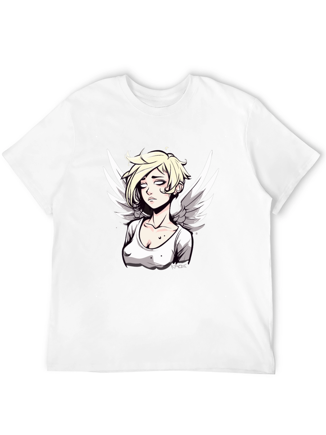 Angel Graphic Print Mens Black T-Shirt
