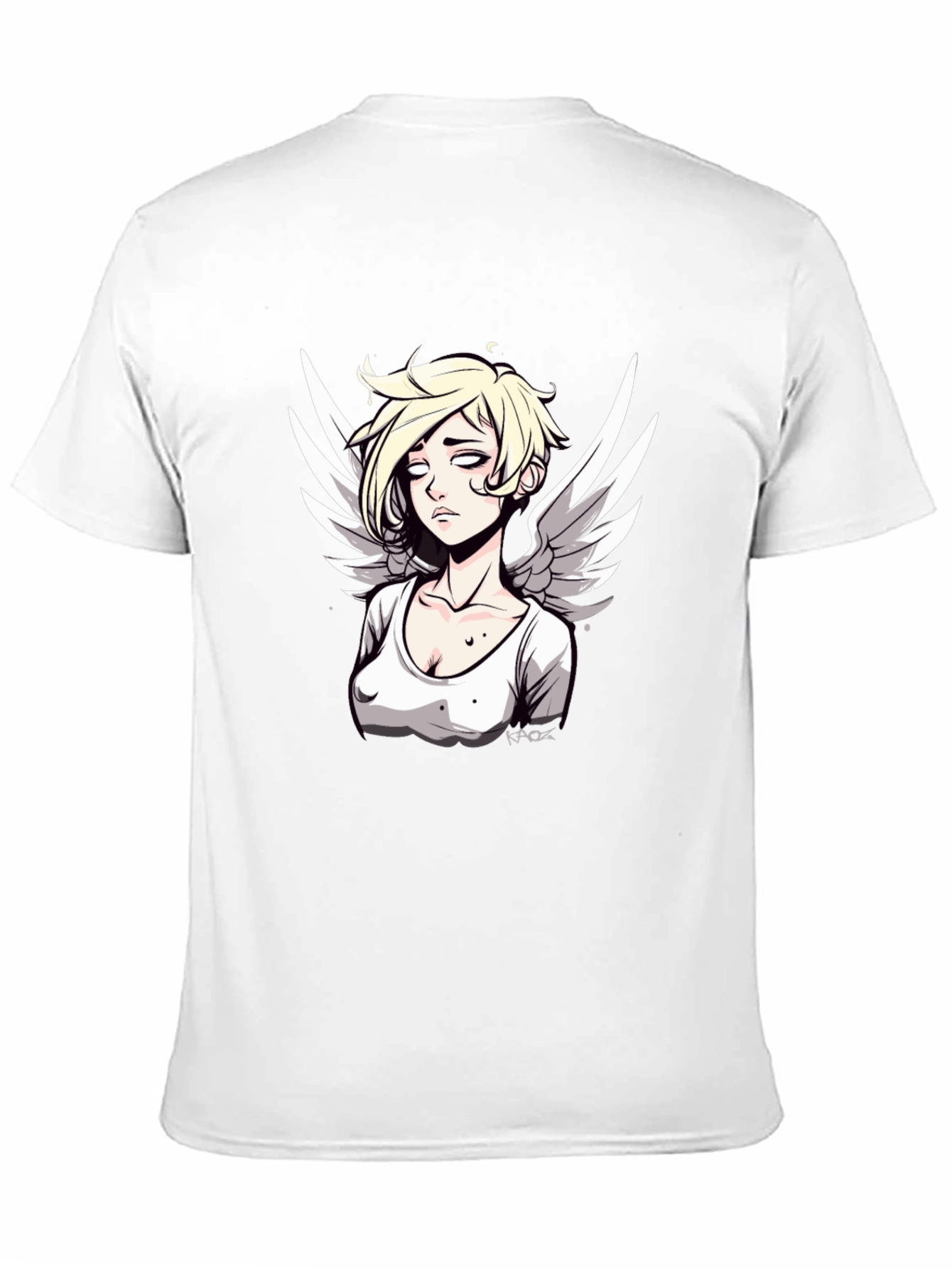 Angel Graphic Print Mens Black T-Shirt