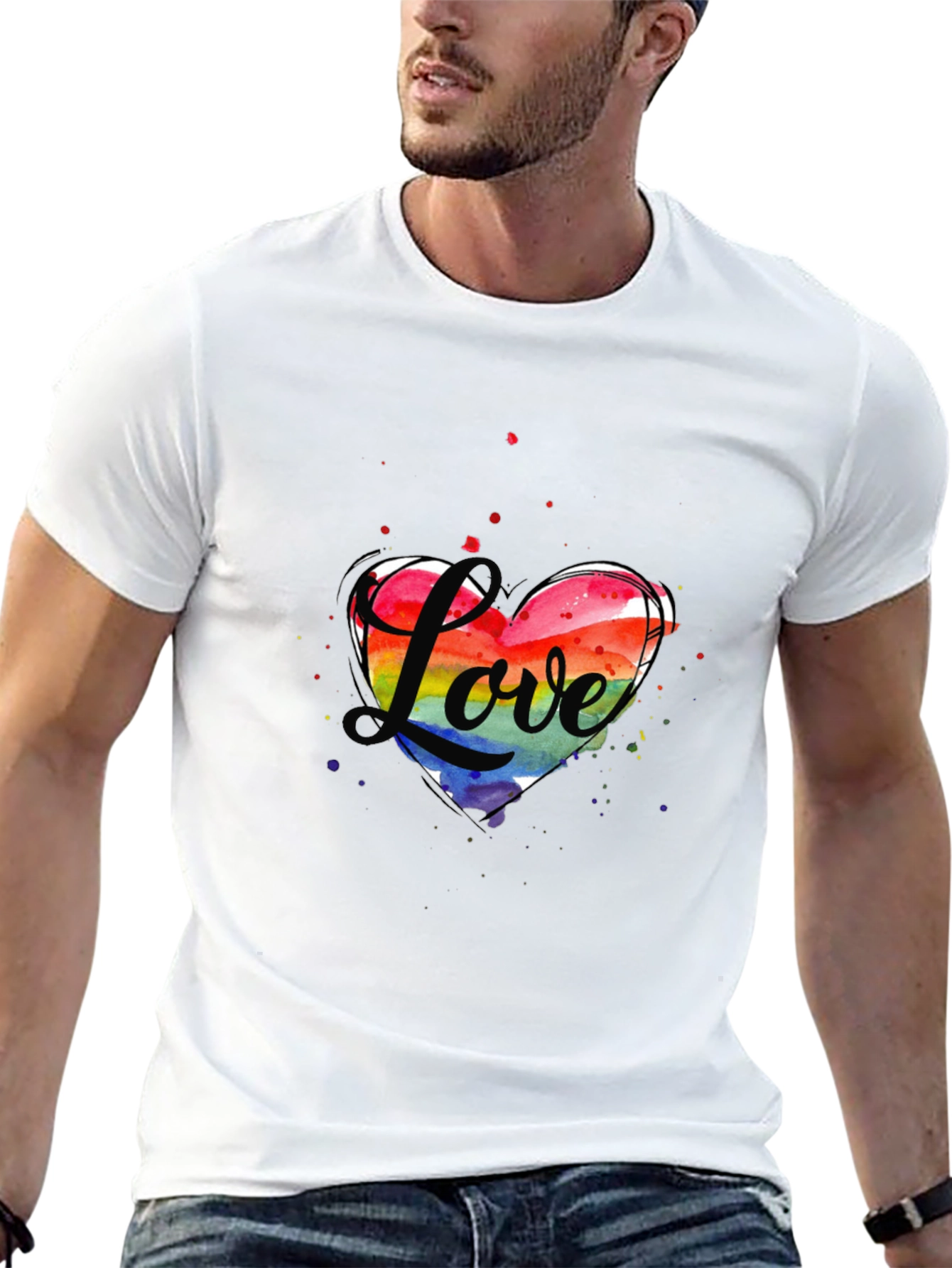 Love Heart LGBTQ Pride T-Shirt - Black