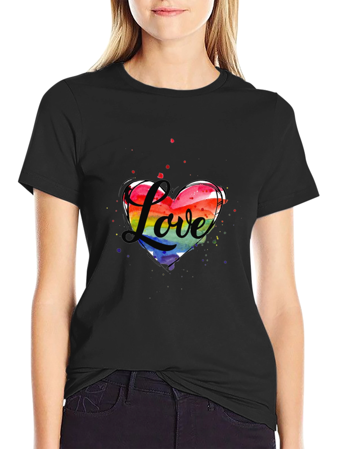 Love Heart LGBTQ Pride T-Shirt - Black