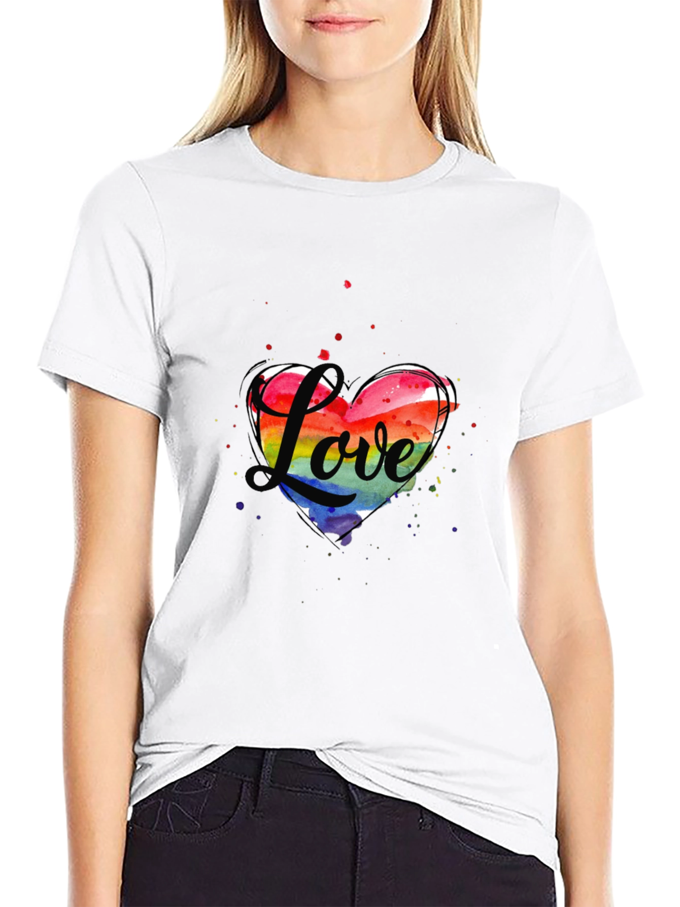 Love Heart LGBTQ Pride T-Shirt - Black