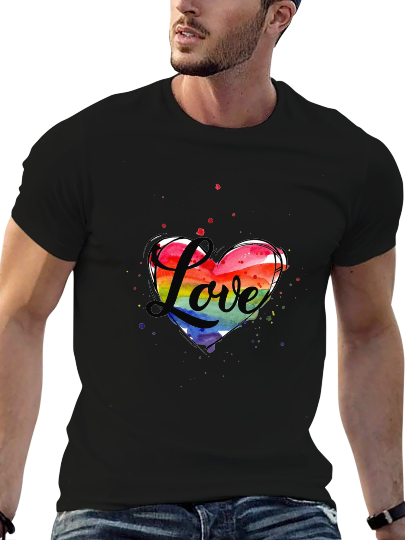 Love Heart LGBTQ Pride T-Shirt - Black