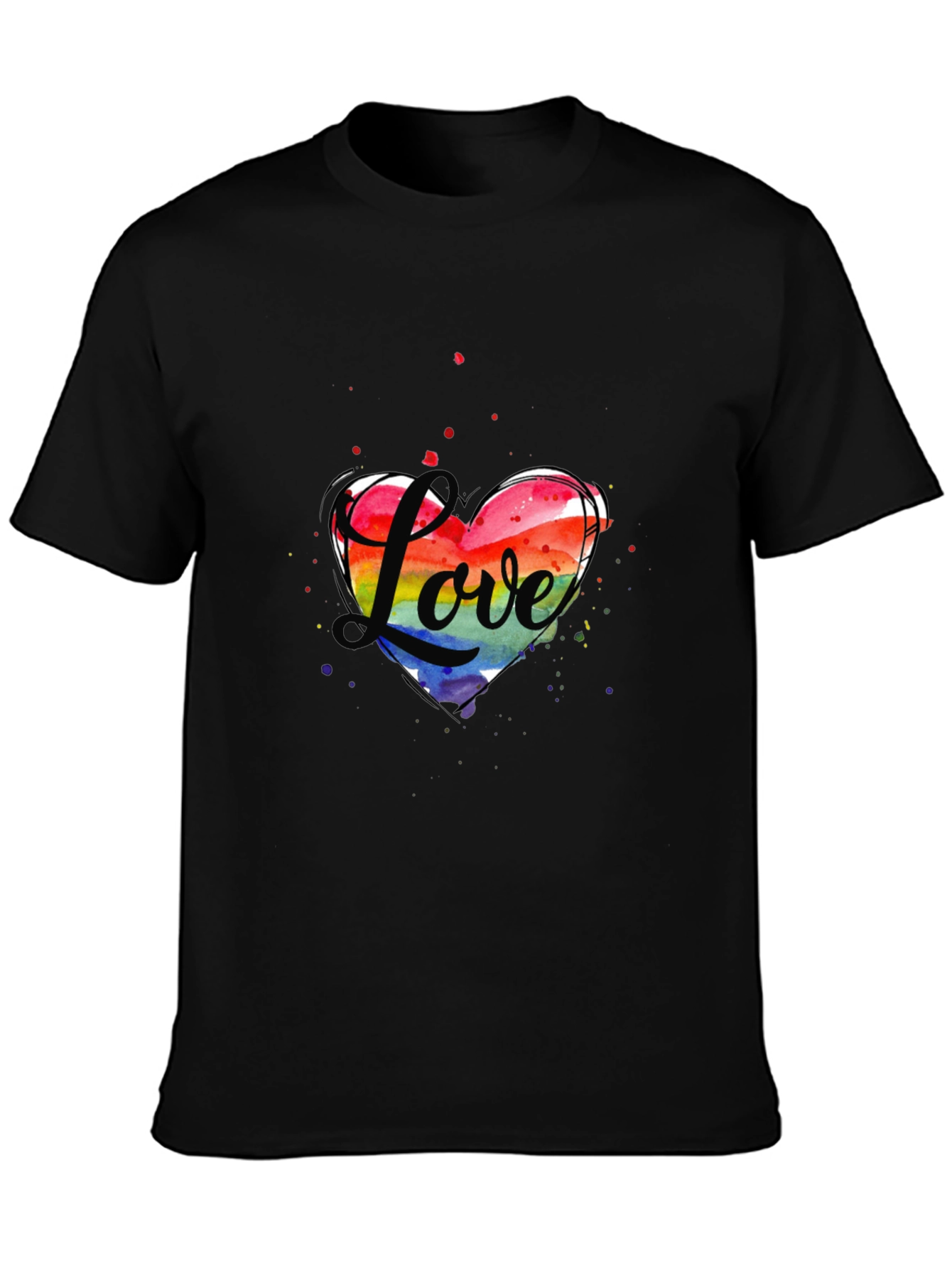 Love Heart LGBTQ Pride T-Shirt - Black