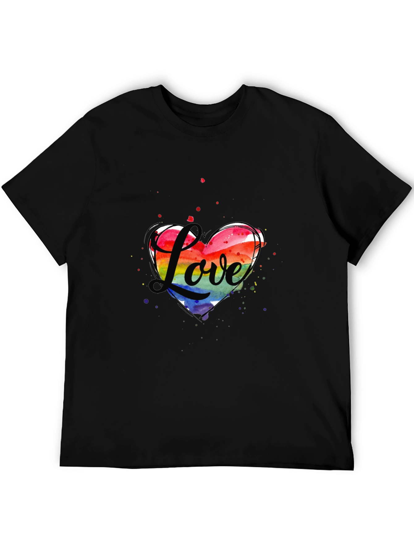 Love Heart LGBTQ Pride T-Shirt - Black