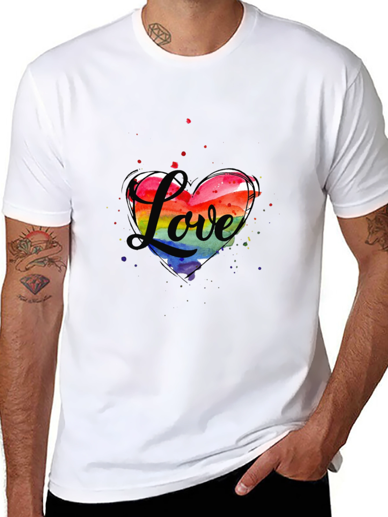 Love Heart LGBTQ Pride T-Shirt - Black