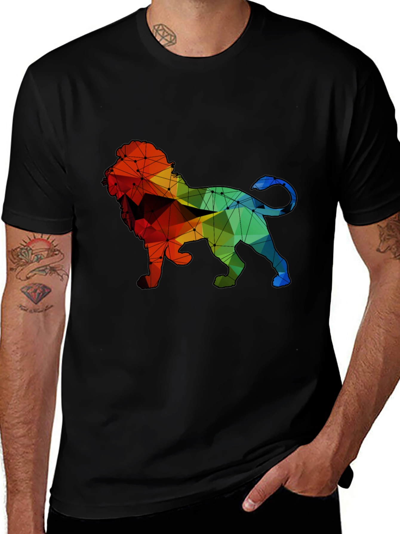 Geometric Lion Graphic T-Shirt
