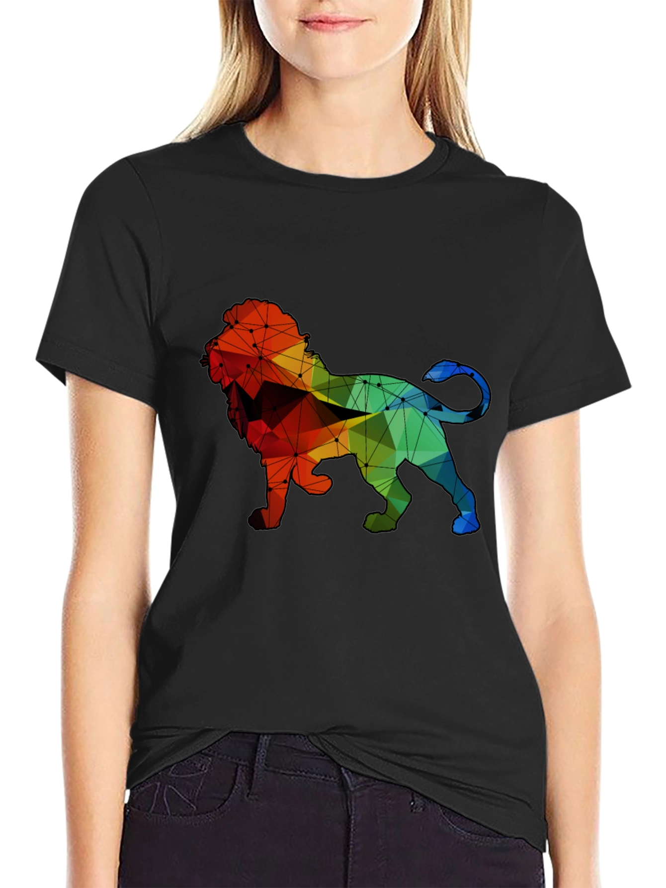 Geometric Lion Graphic T-Shirt