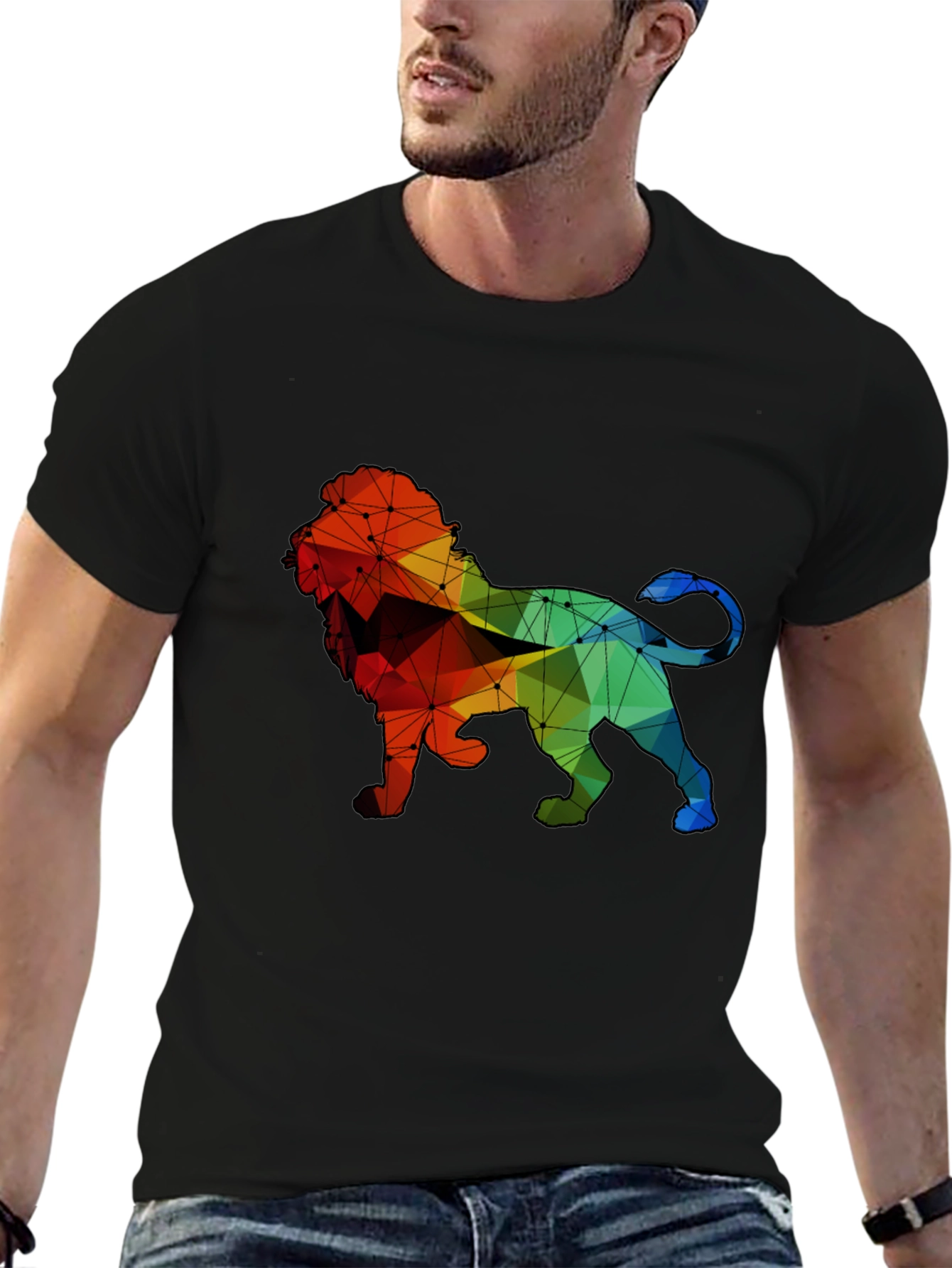 Geometric Lion Graphic T-Shirt