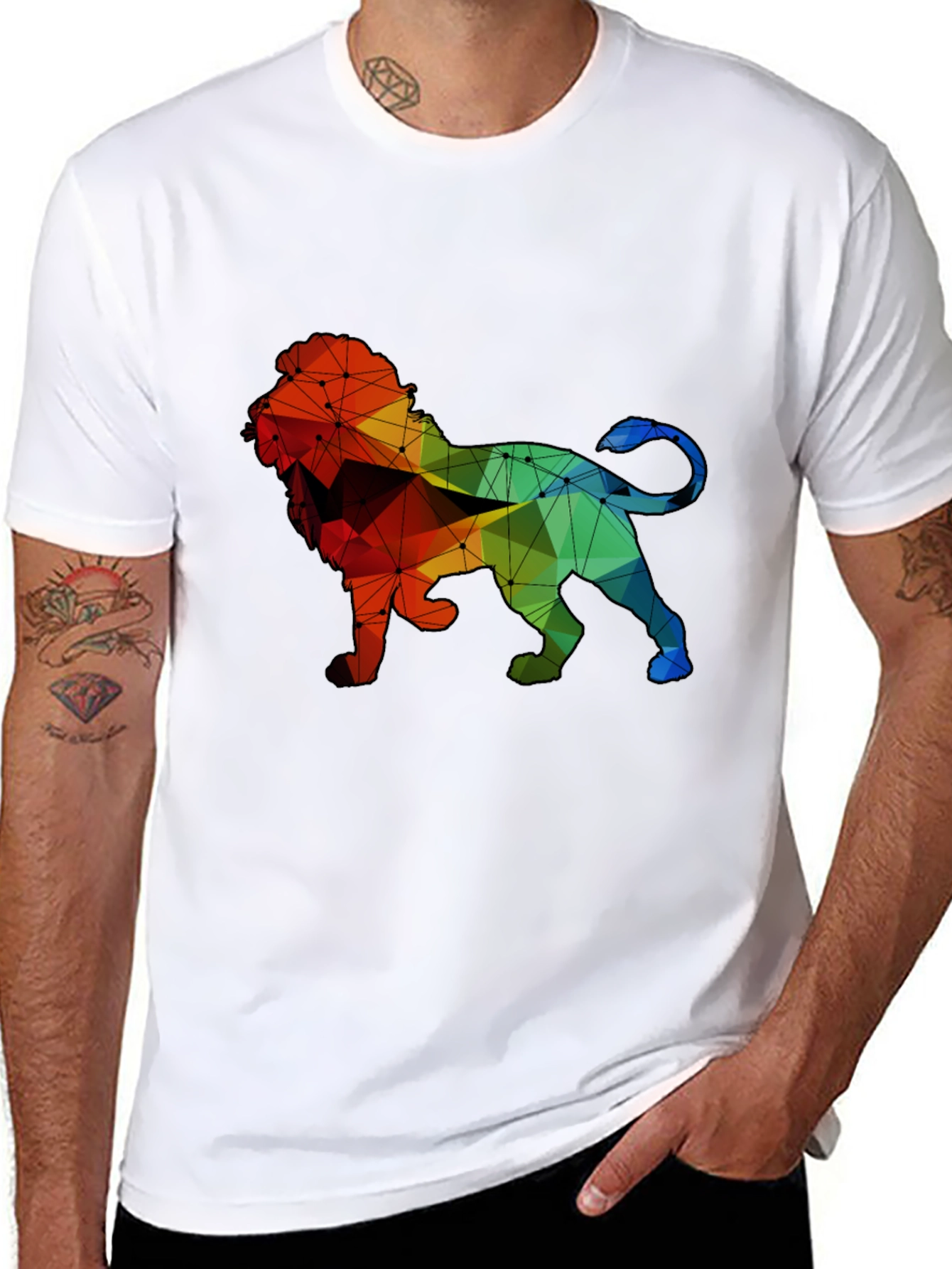 Geometric Lion Graphic T-Shirt
