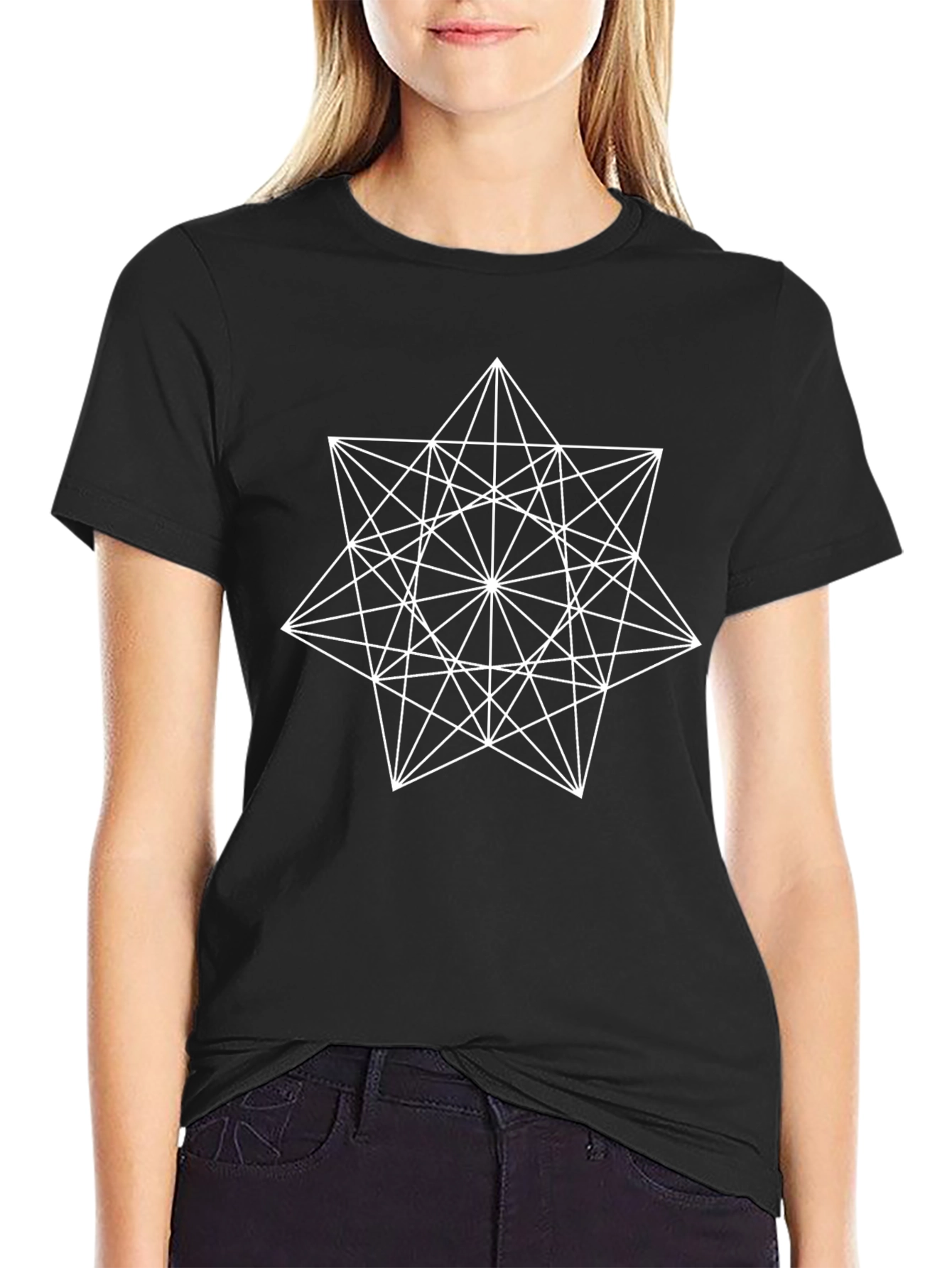 Geometric Star Graphic Tee - Mens Black T-Shirt