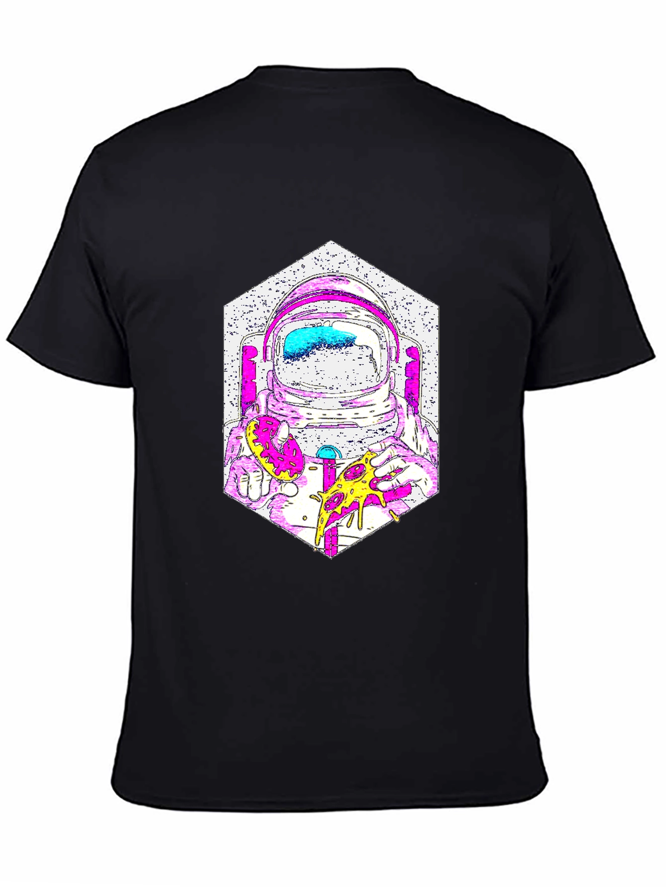 Astronaut Pizza Graphic T-Shirt - Cool Space Tee