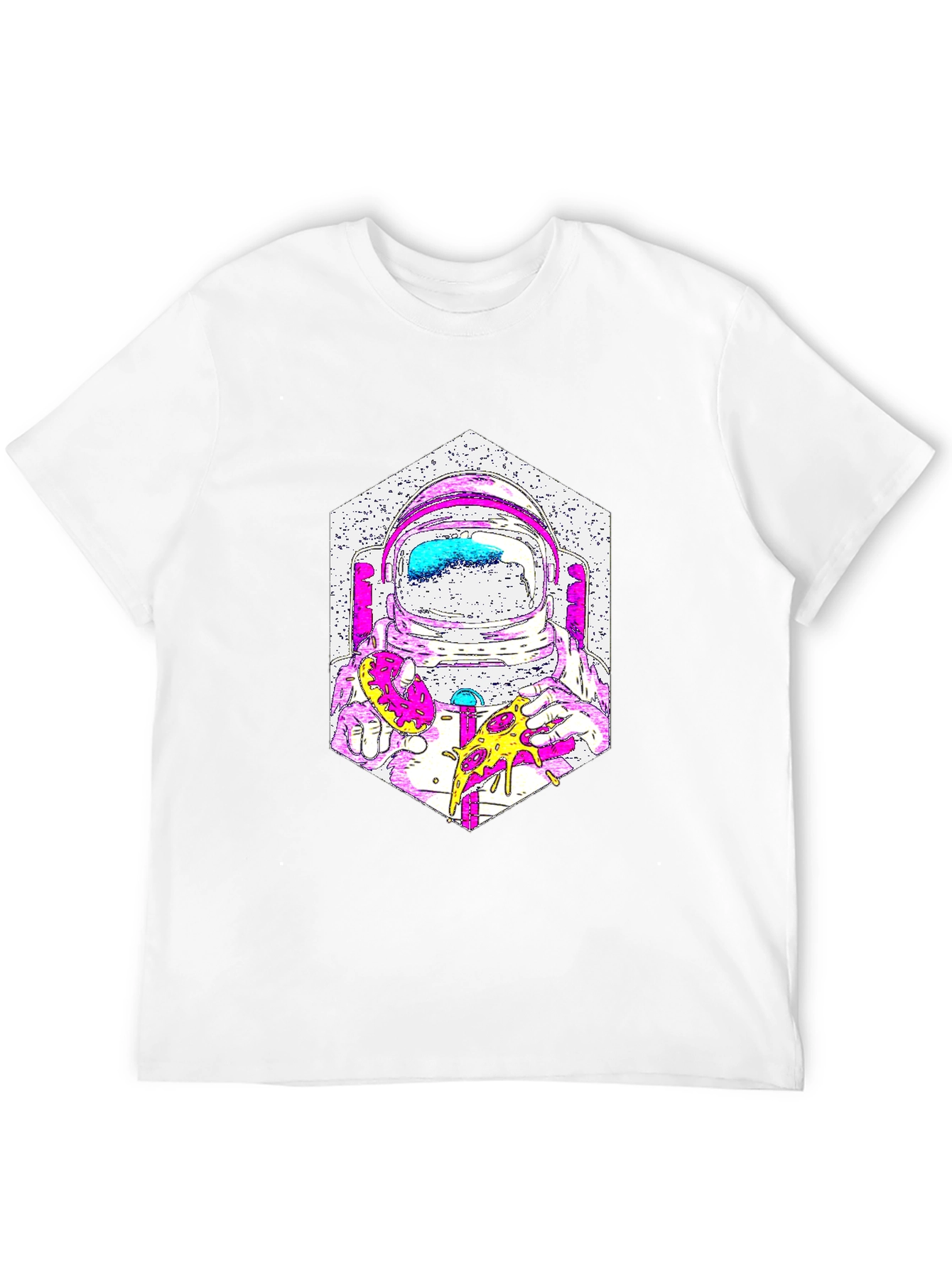 Astronaut Pizza Graphic T-Shirt - Cool Space Tee