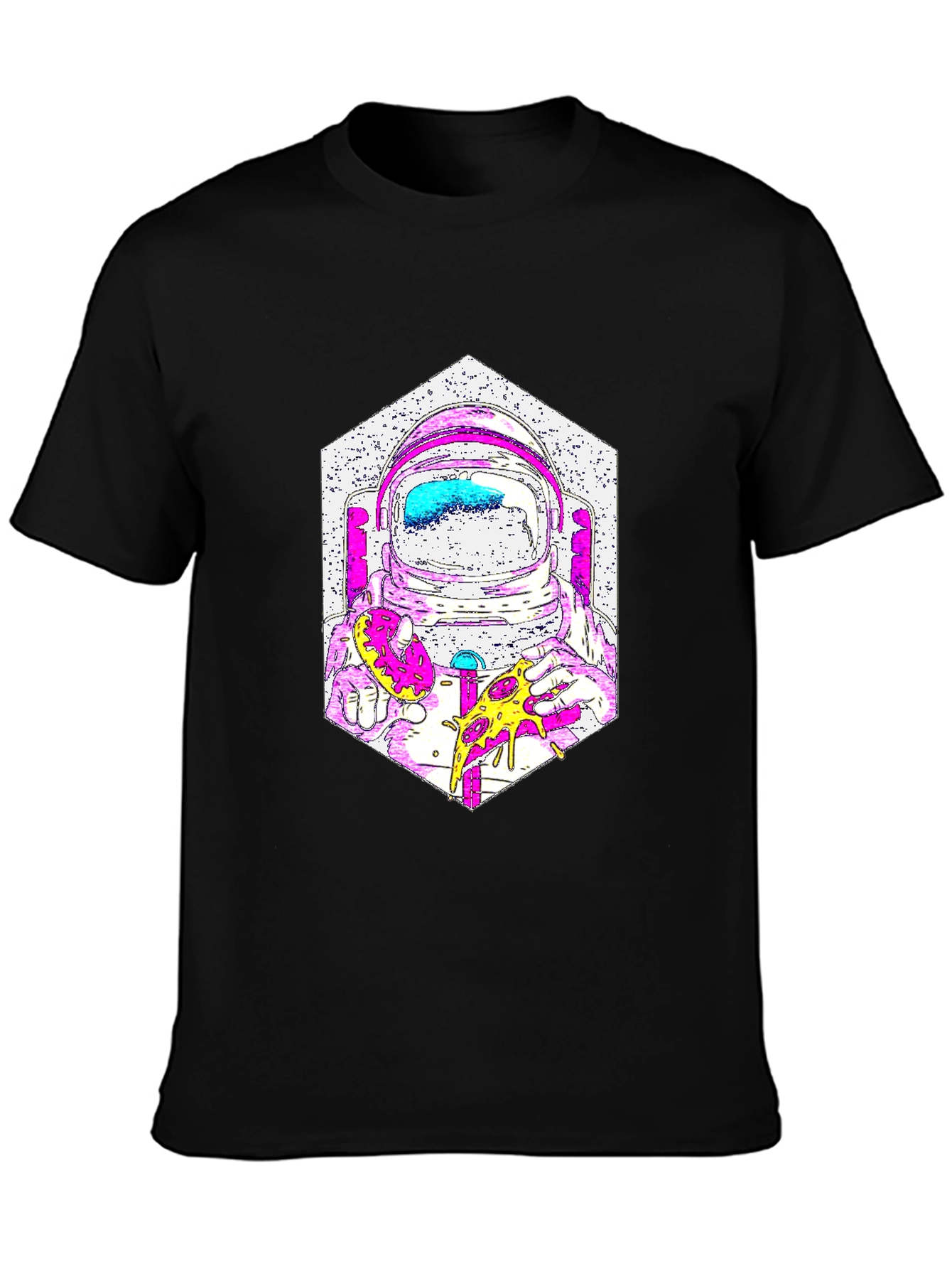 Astronaut Pizza Graphic T-Shirt - Cool Space Tee