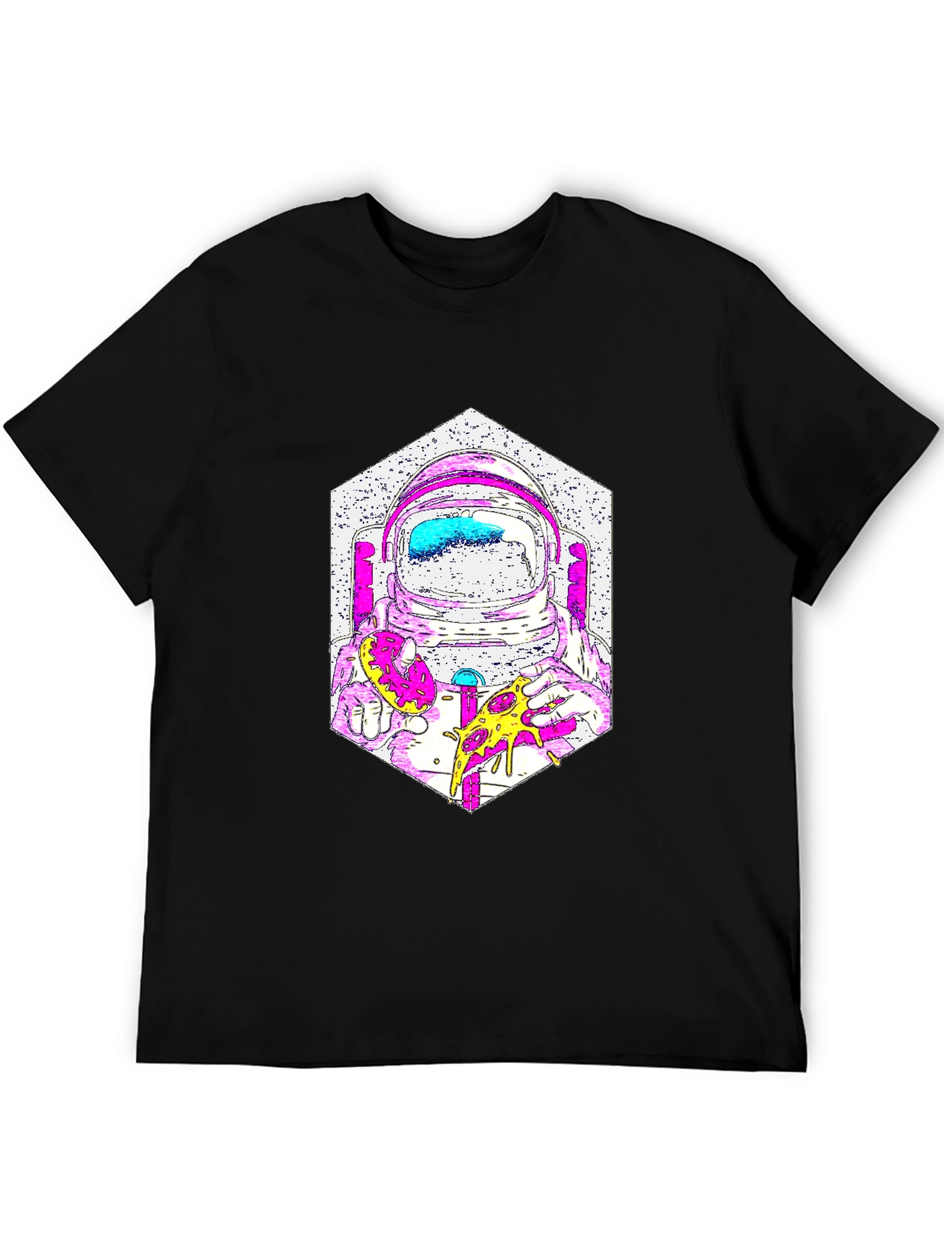 Astronaut Pizza Graphic T-Shirt - Cool Space Tee