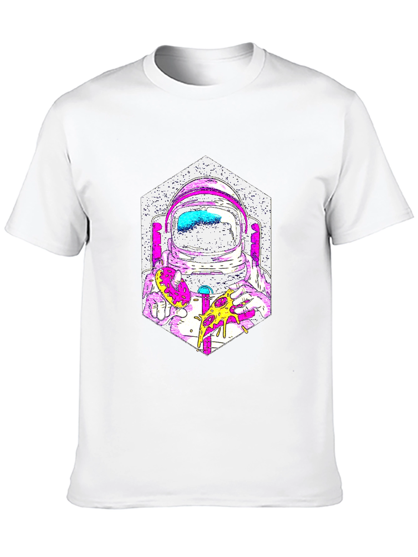 Astronaut Pizza Graphic T-Shirt - Cool Space Tee