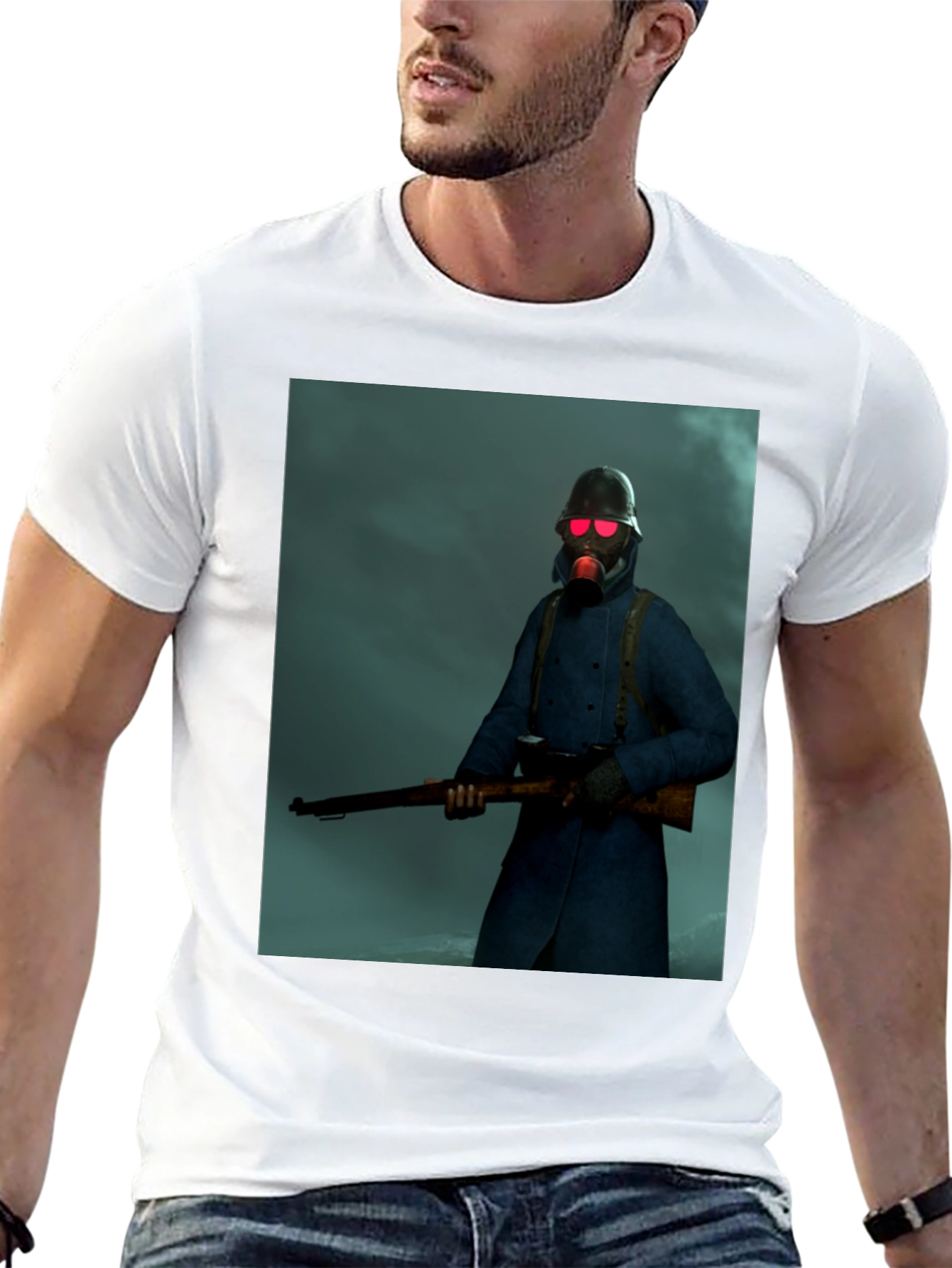 Creepy Soldier Graphic Tee - Dark Humor