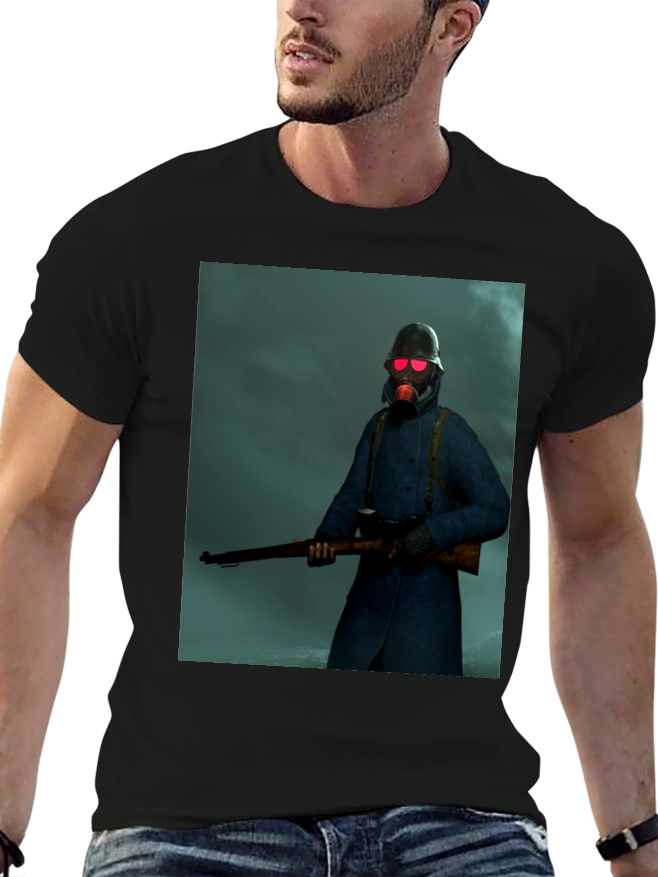 Creepy Soldier Graphic Tee - Dark Humor