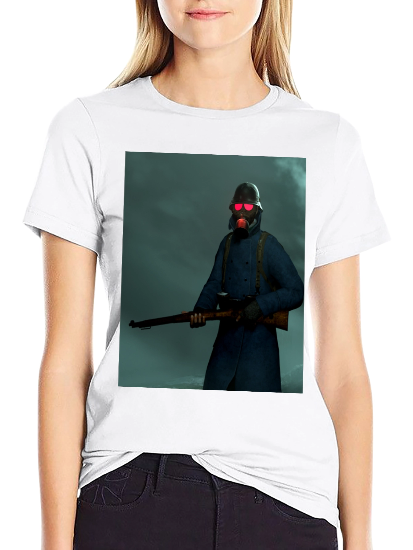 Creepy Soldier Graphic Tee - Dark Humor