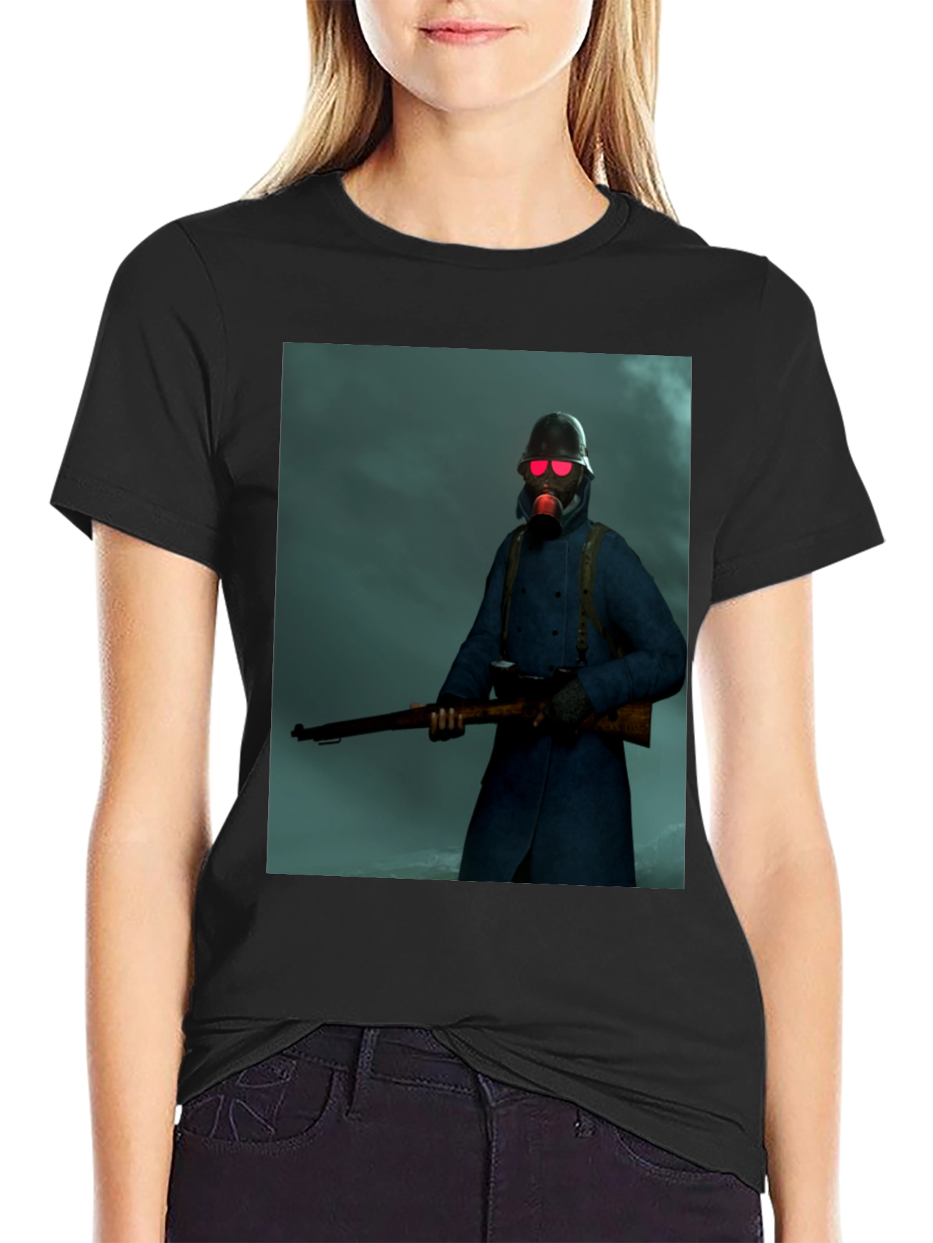 Creepy Soldier Graphic Tee - Dark Humor