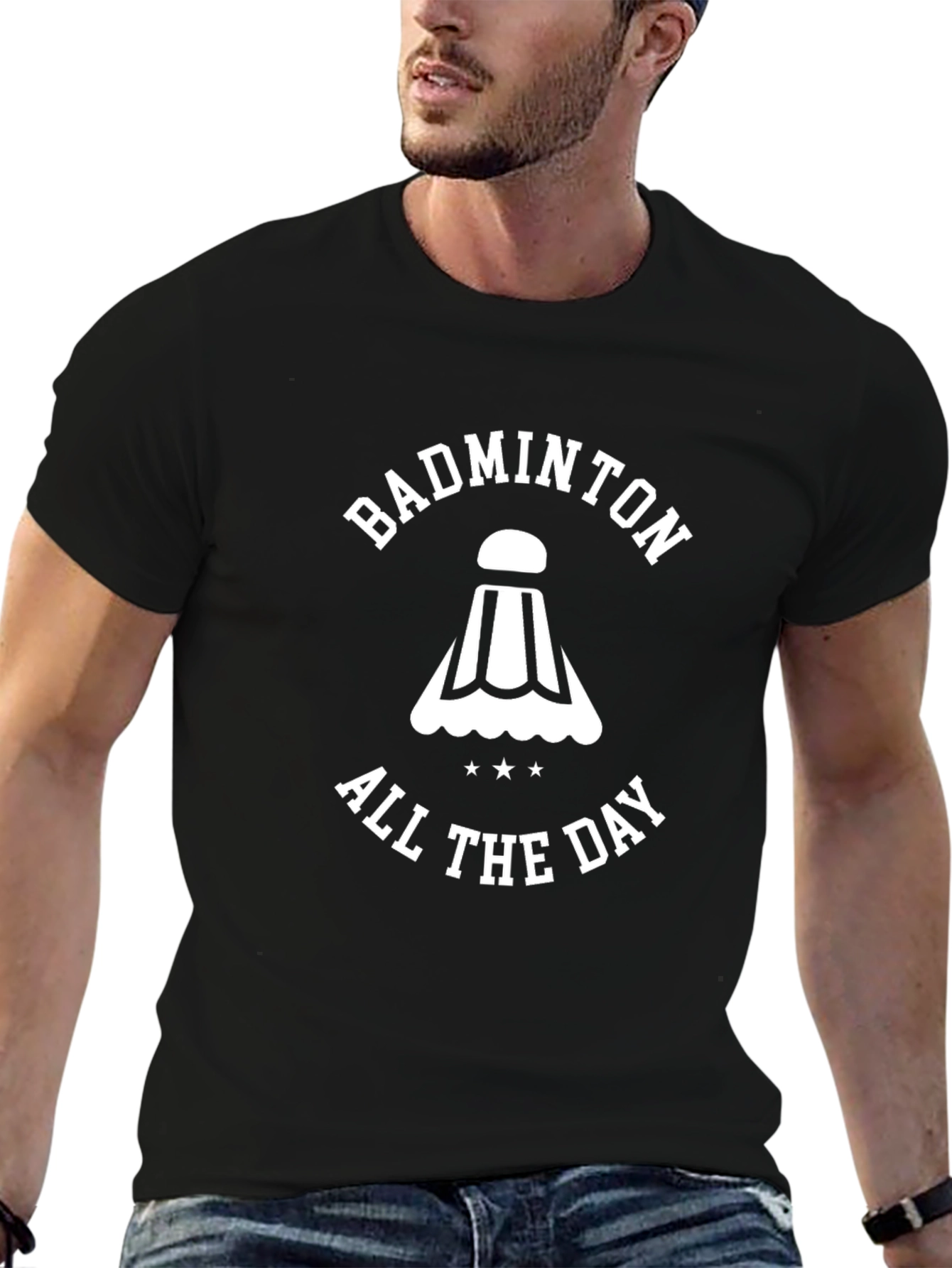 Badminton All Day T-Shirt - Black Graphic Tee