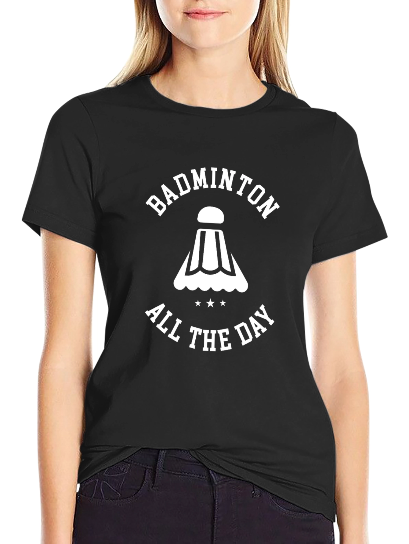 Badminton All Day T-Shirt - Black Graphic Tee