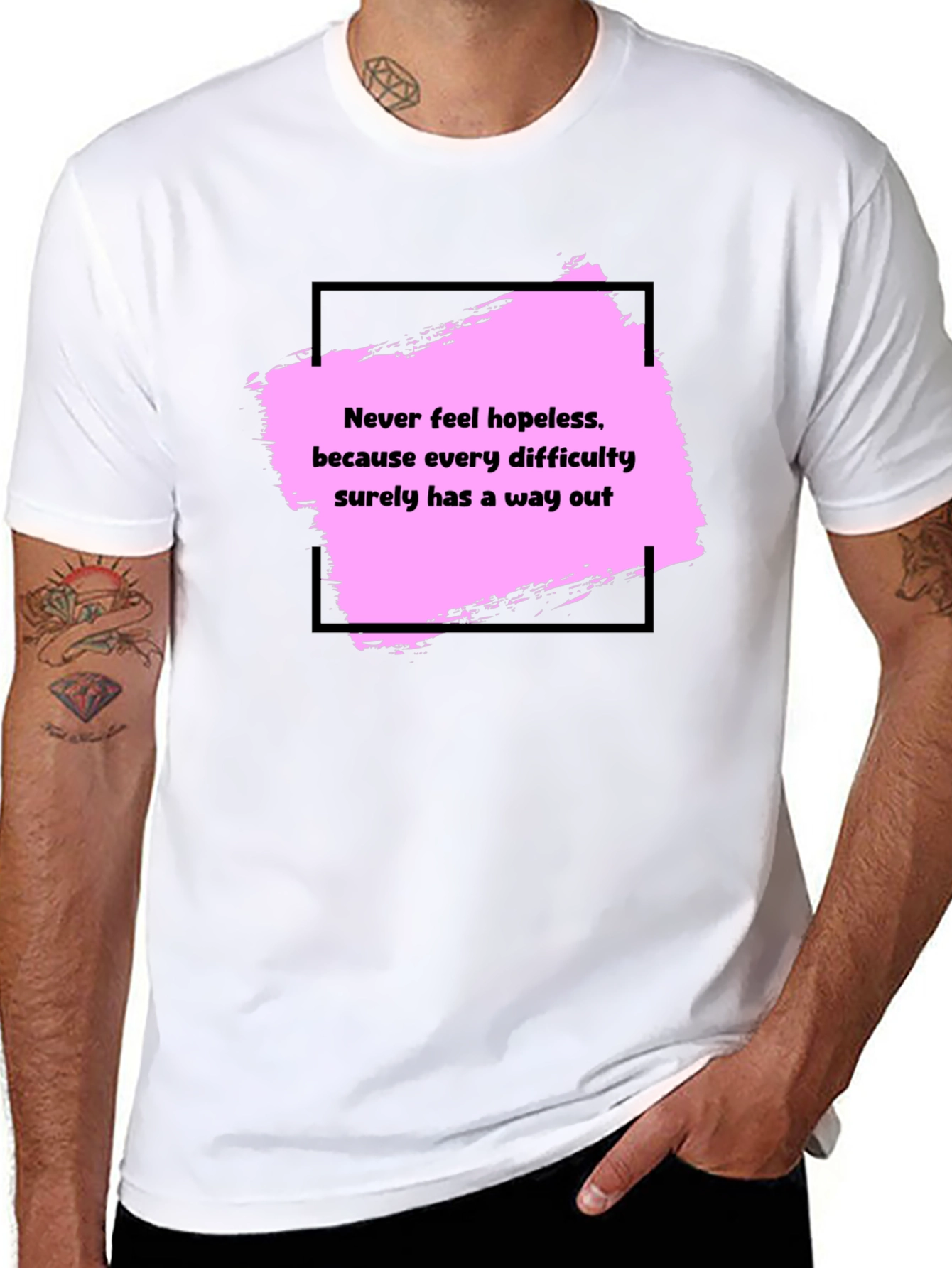 Motivational Black T-Shirt: Never Feel Hopeless
