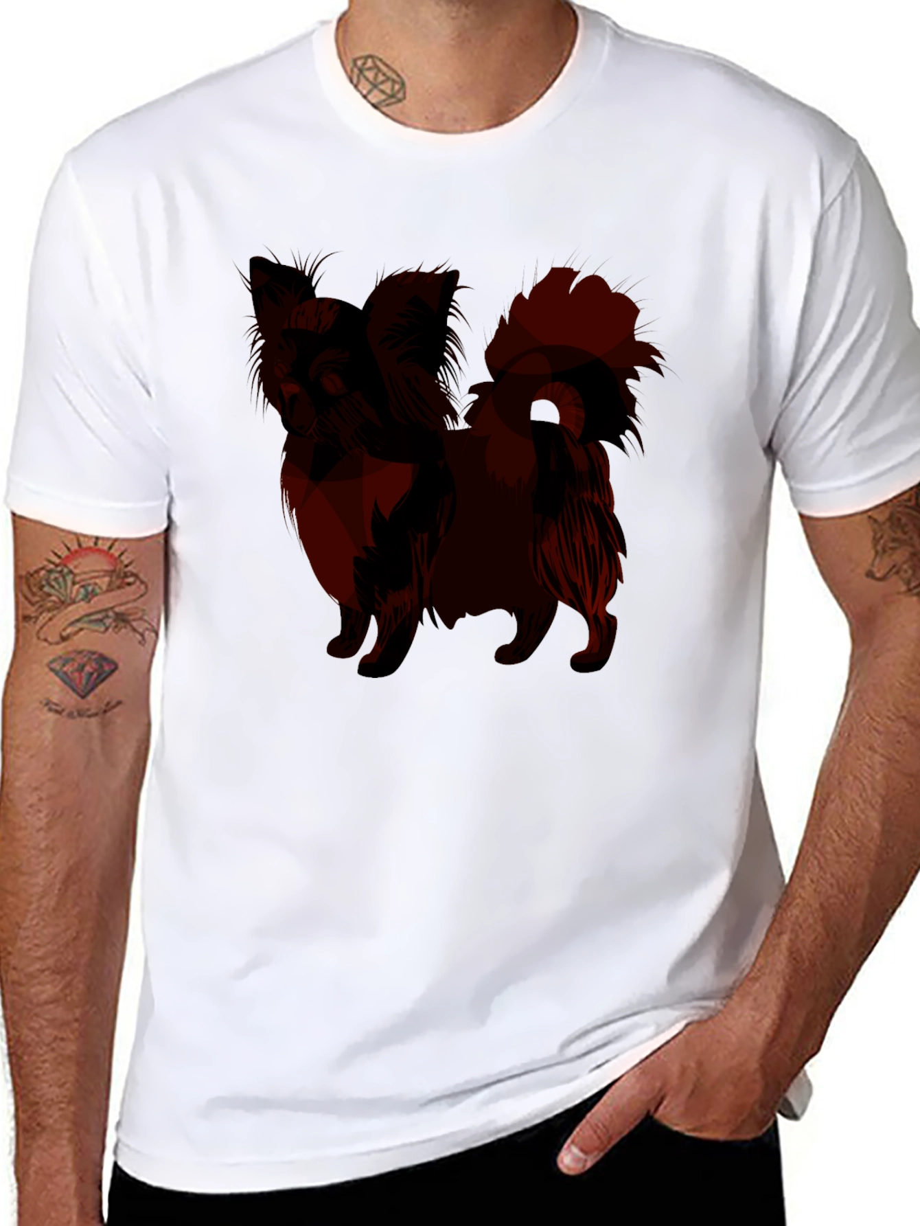 Mens Black T-Shirt with Dog Graphic